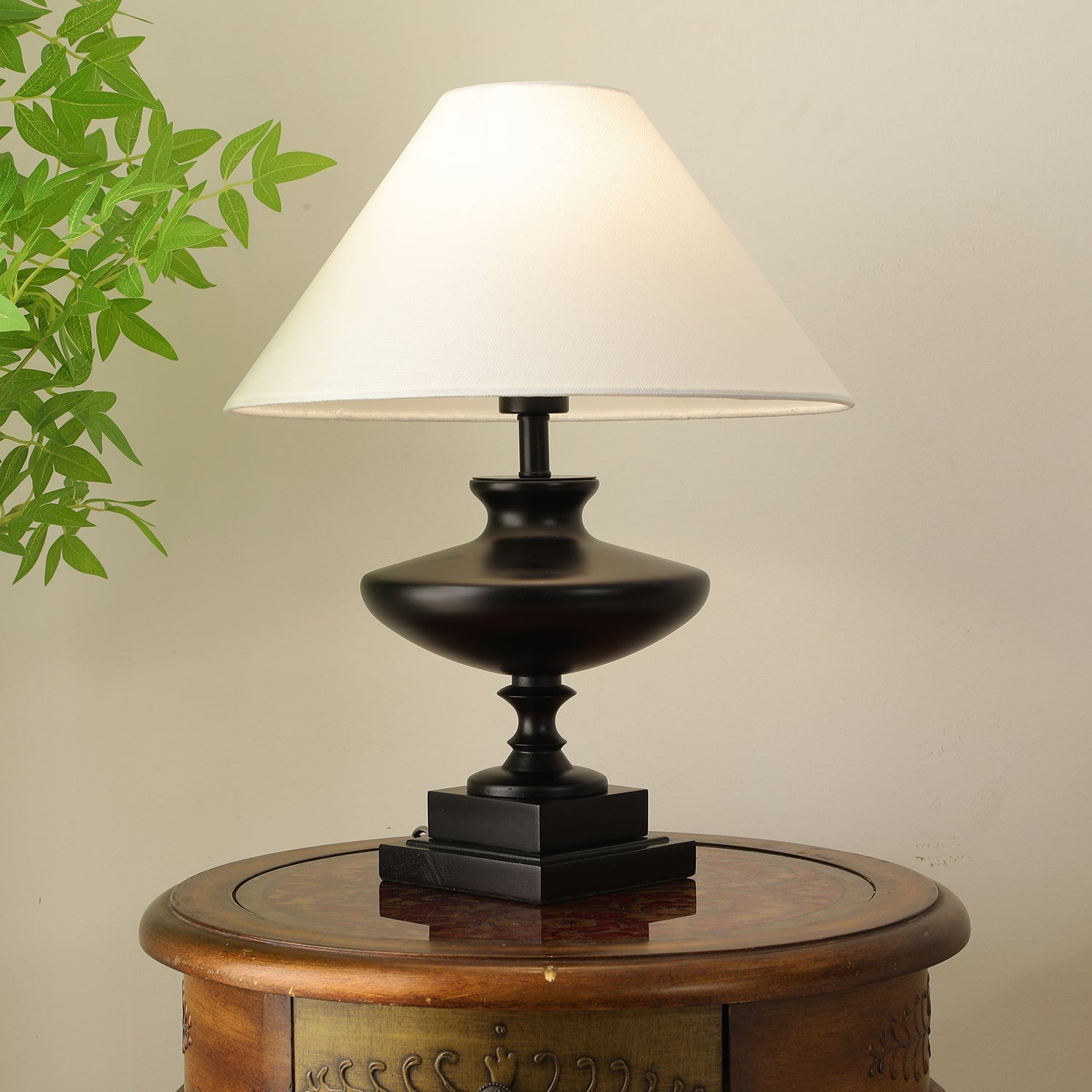 Liorat Wood & Fabric Table Lamp-Neutral Decor