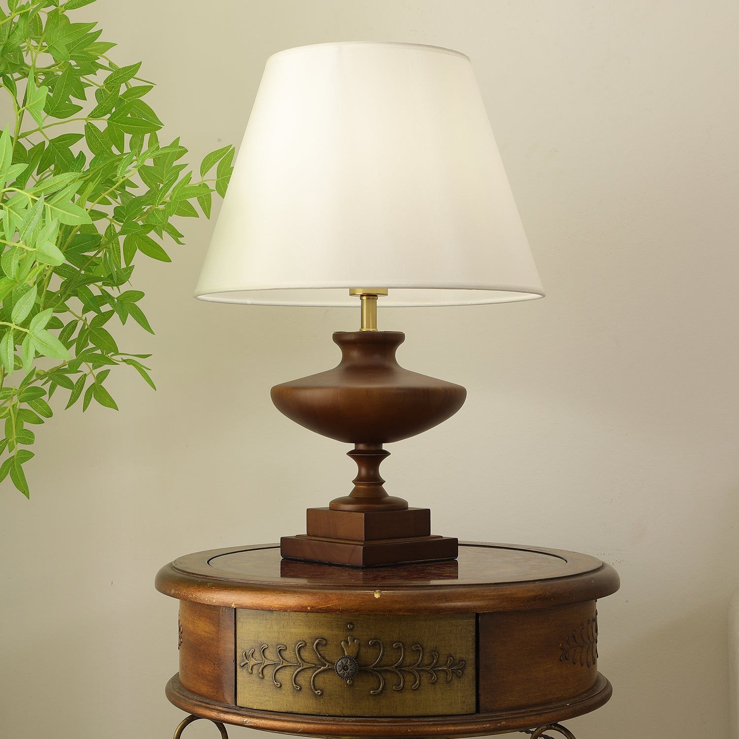Liorat Wood & Fabric Table Lamp-Neutral Decor