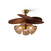 Front view of the Lucca Glass Chandelier with three embossed amber shades.
