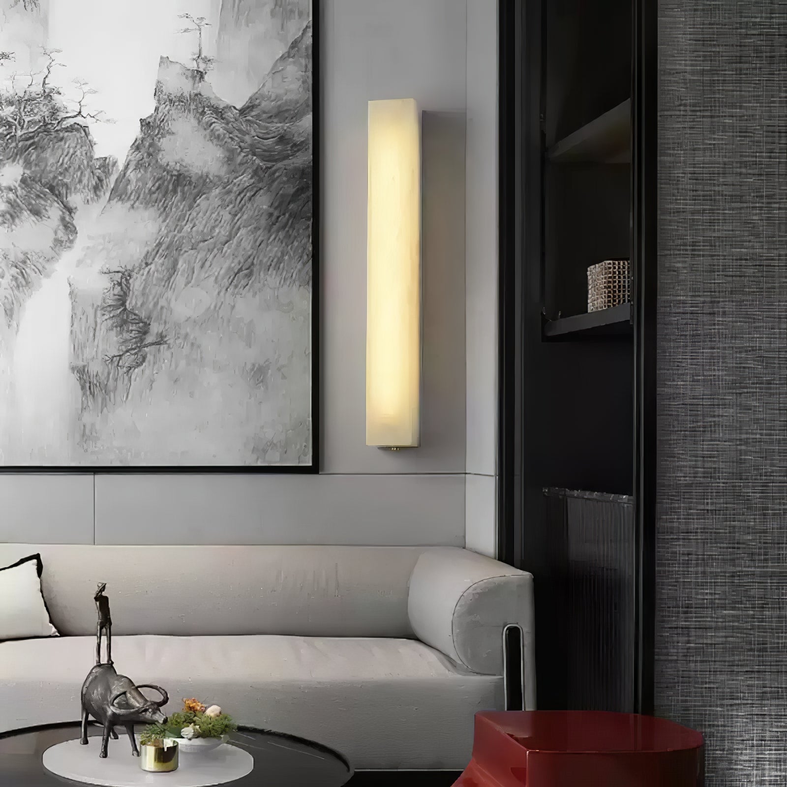 Irina Cylindrical Alabaster Wall Light-Neutral Decor