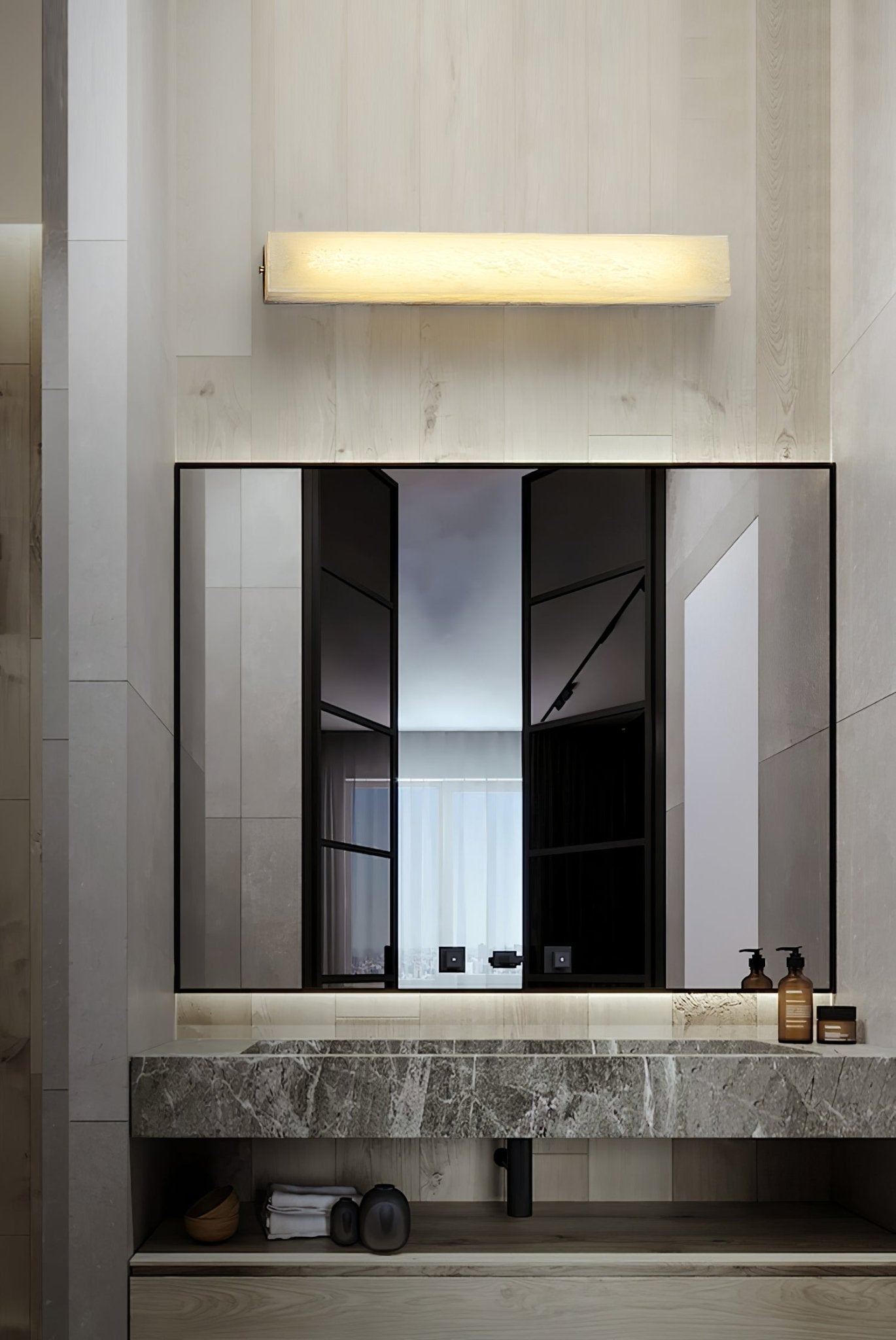 Irina Cylindrical Alabaster Wall Light-Neutral Decor