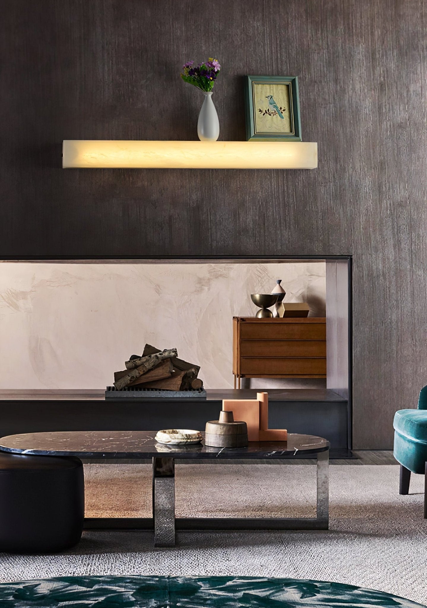 Irina Cylindrical Alabaster Wall Light-Neutral Decor