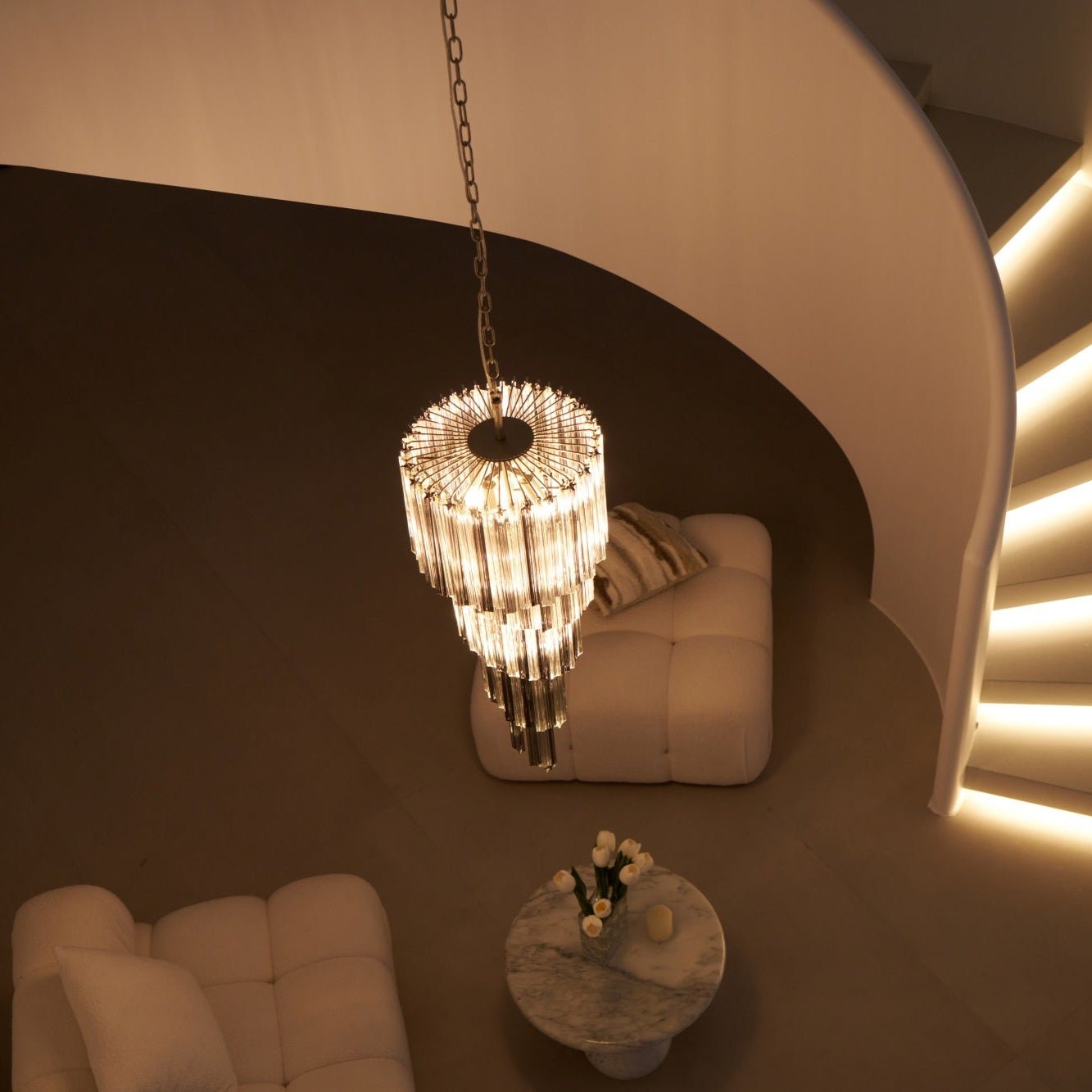 Aurora Chandelier Smoked Glass Spiral-Neutral Decor