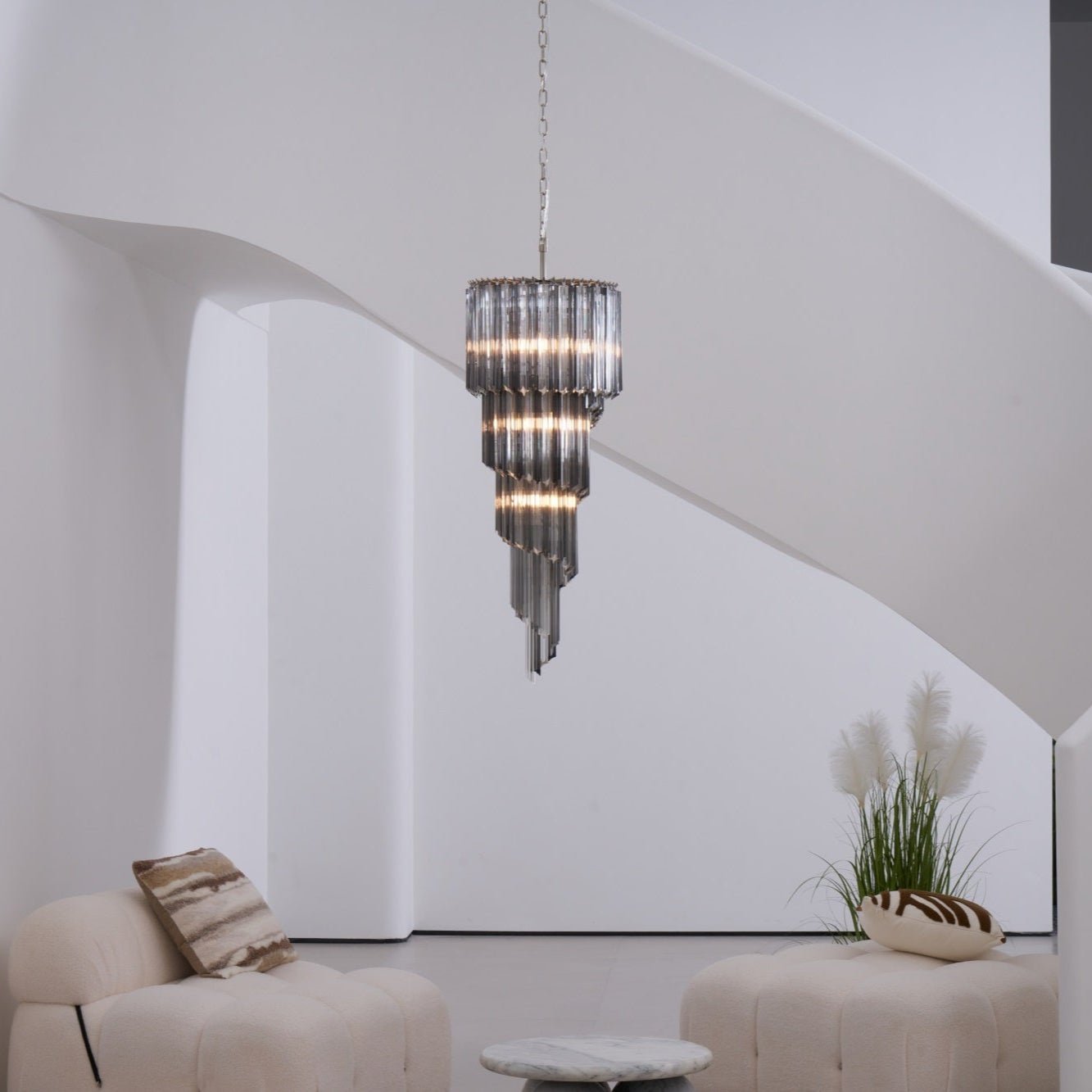 Aurora Chandelier Smoked Glass Spiral-Neutral Decor