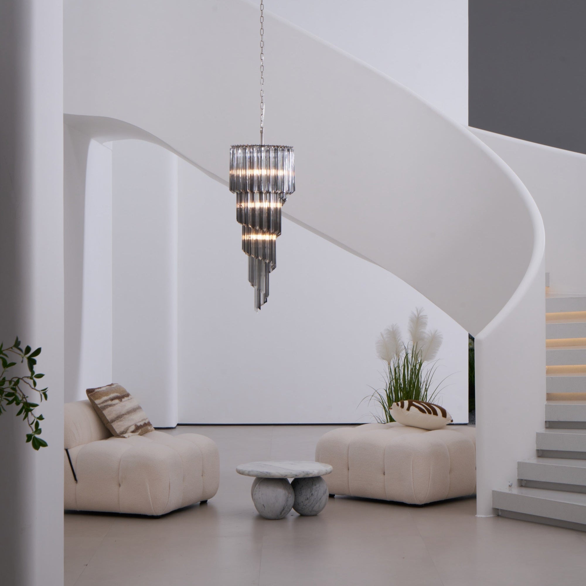 Aurora Chandelier Smoked Glass Spiral-Neutral Decor