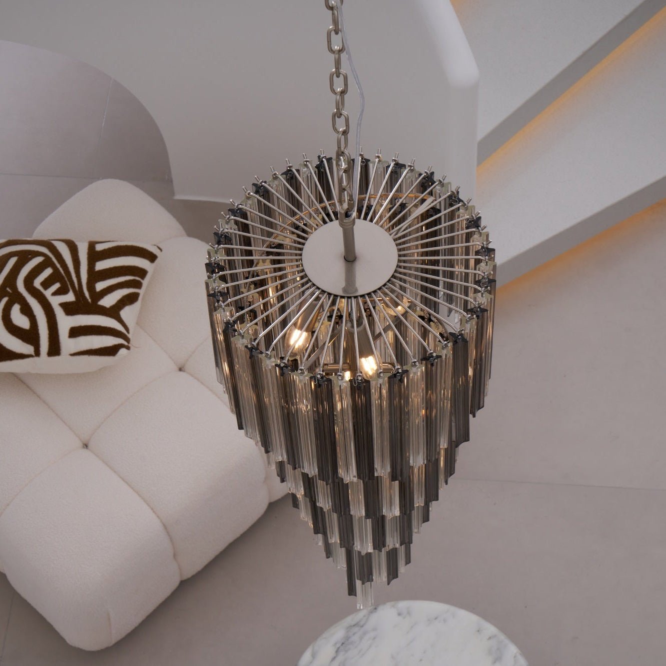 Aurora Chandelier Smoked Glass Spiral-Neutral Decor
