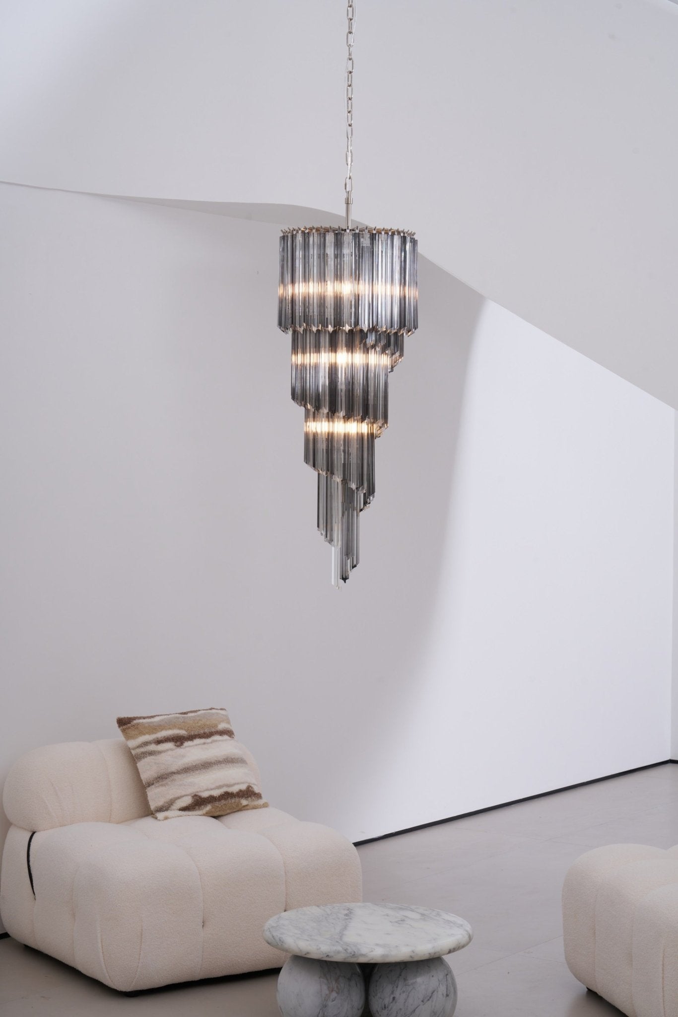Aurora Chandelier Smoked Glass Spiral-Neutral Decor