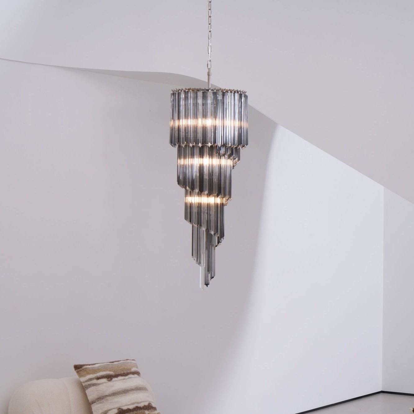 Aurora Chandelier Smoked Glass Spiral-Neutral Decor
