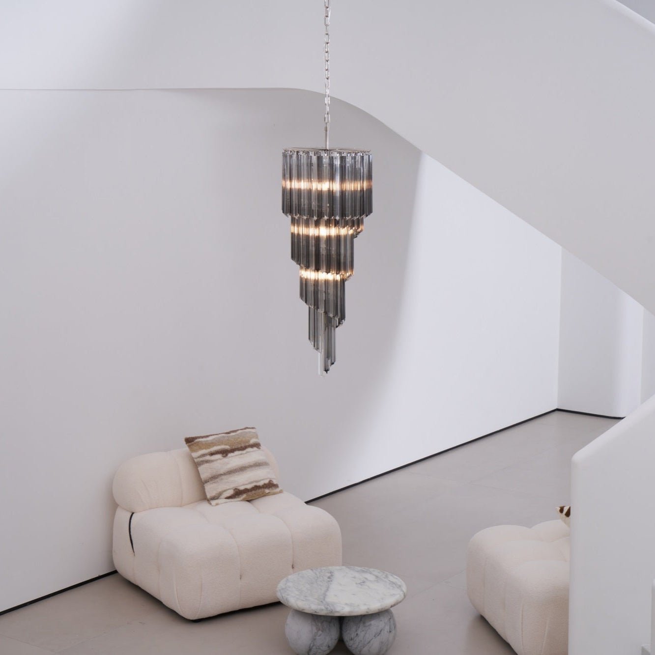 Aurora Chandelier Smoked Glass Spiral-Neutral Decor