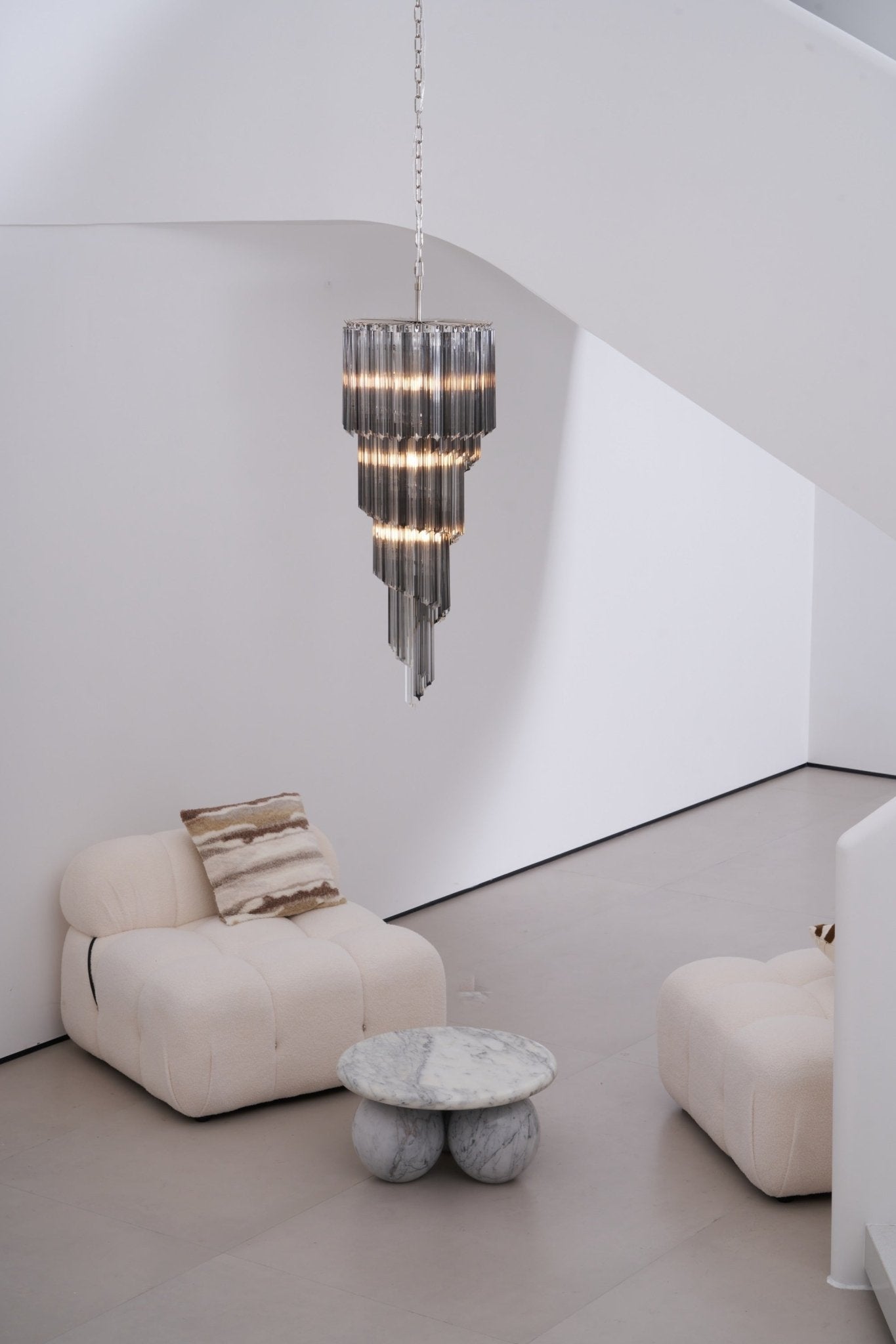 Aurora Chandelier Smoked Glass Spiral-Neutral Decor