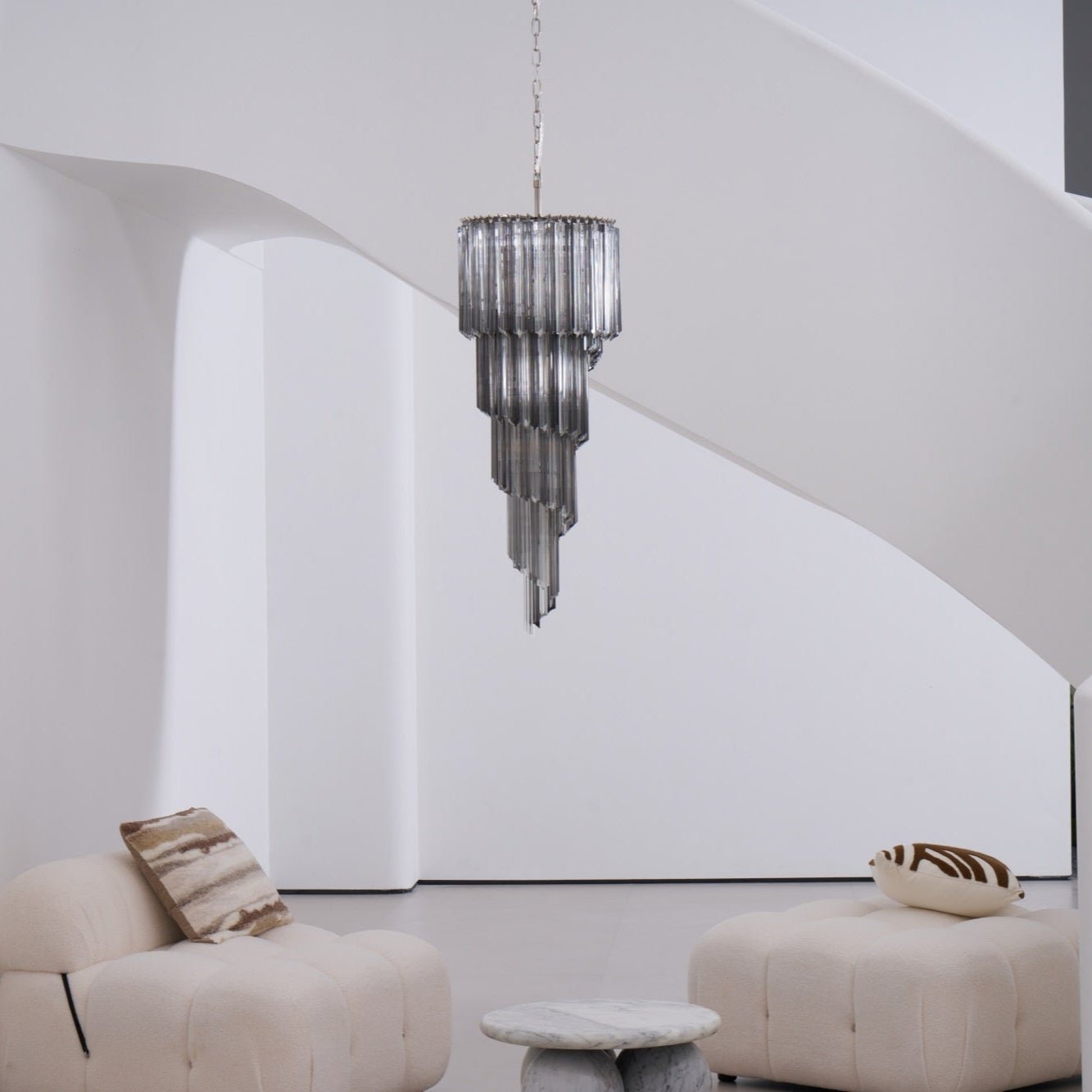 Aurora Chandelier Smoked Glass Spiral-Neutral Decor