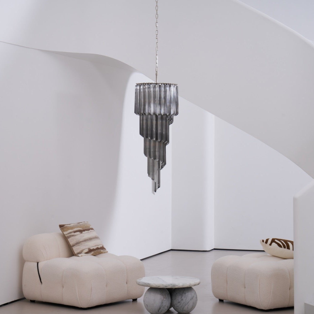 Aurora Chandelier Smoked Glass Spiral-Neutral Decor
