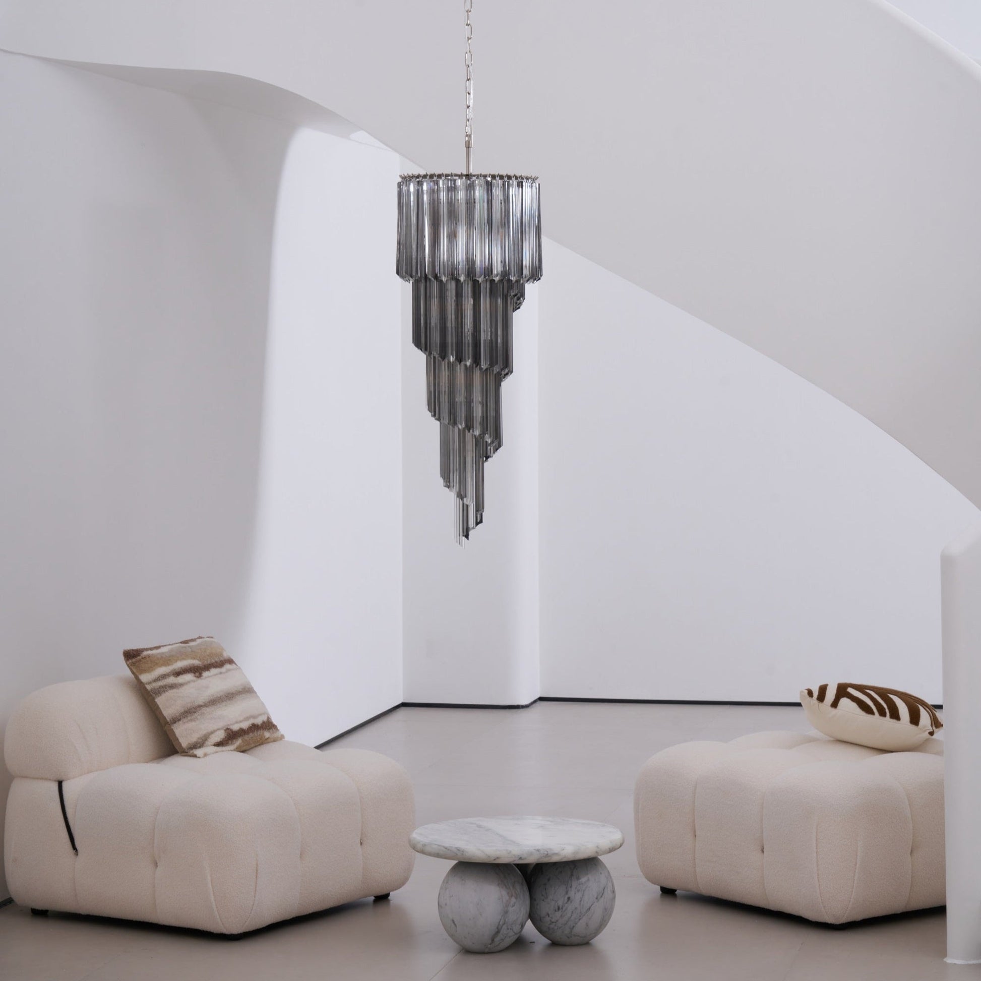Aurora Chandelier Smoked Glass Spiral-Neutral Decor