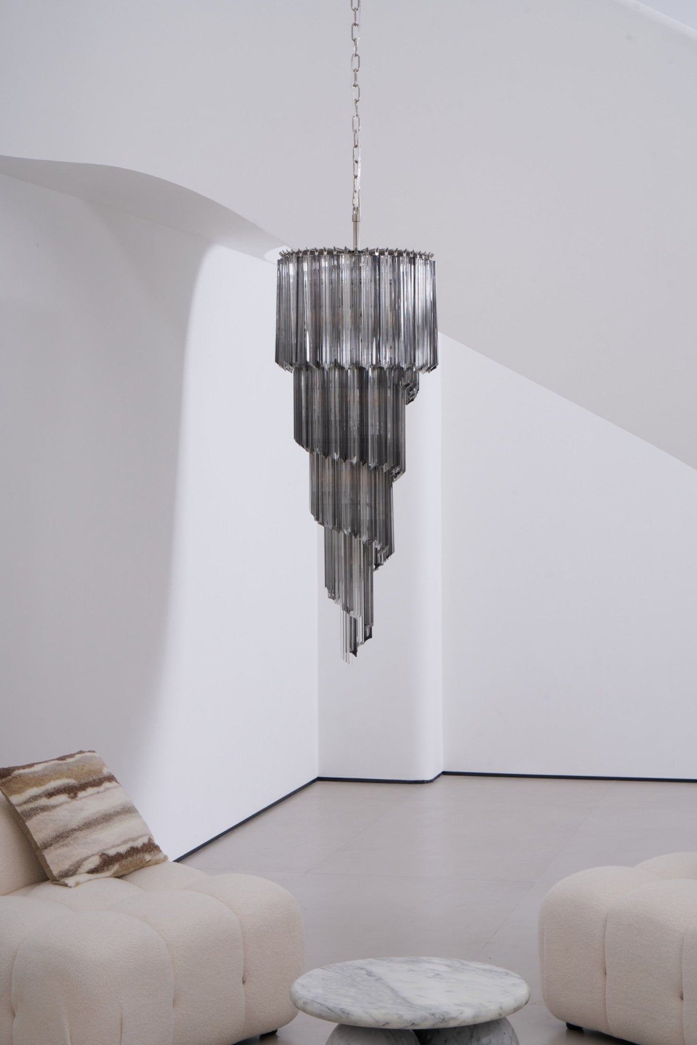 Aurora Chandelier Smoked Glass Spiral-Neutral Decor