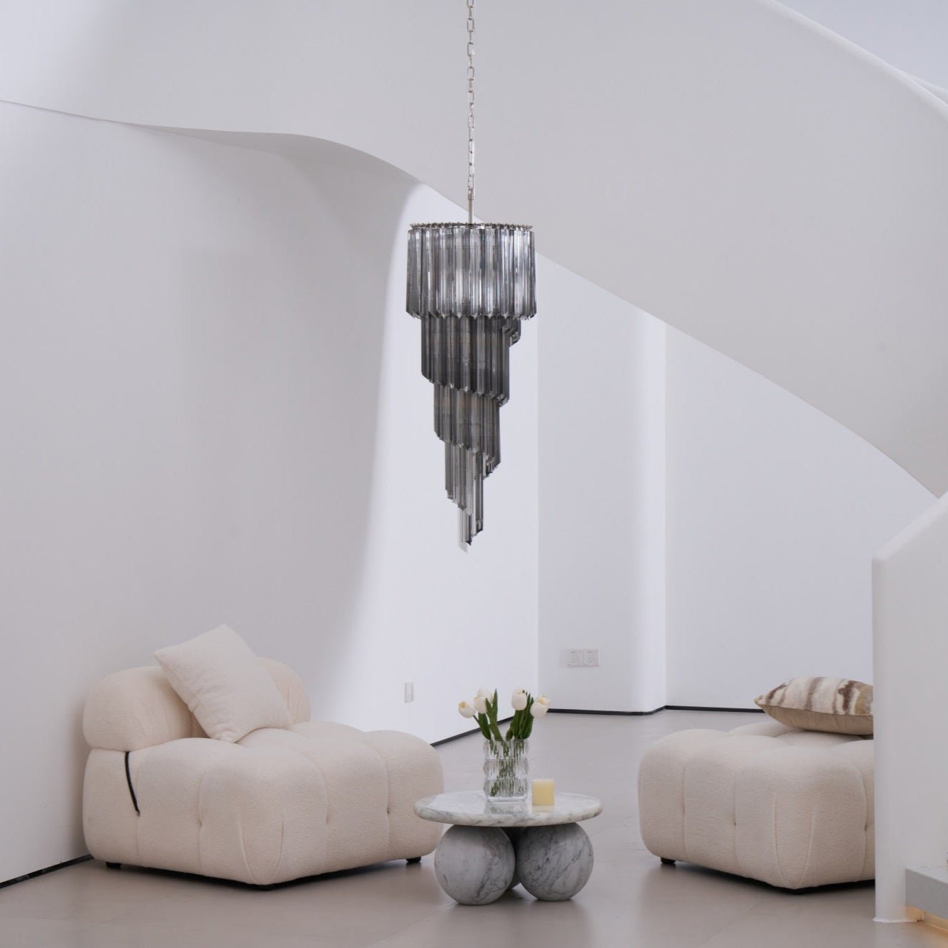 Aurora Chandelier Smoked Glass Spiral-Neutral Decor
