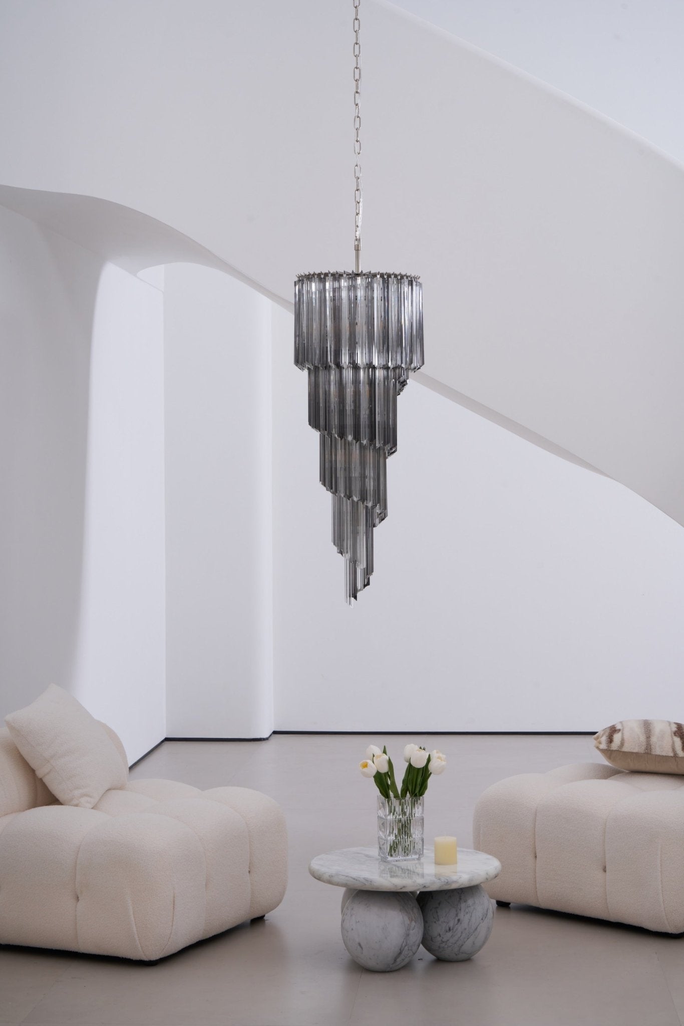 Aurora Chandelier Smoked Glass Spiral-Neutral Decor