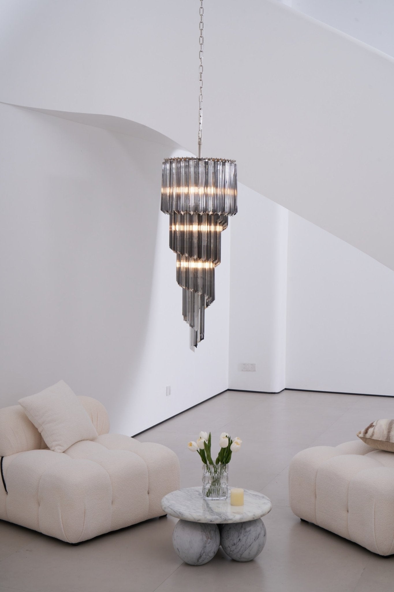 Aurora Chandelier Smoked Glass Spiral-Neutral Decor