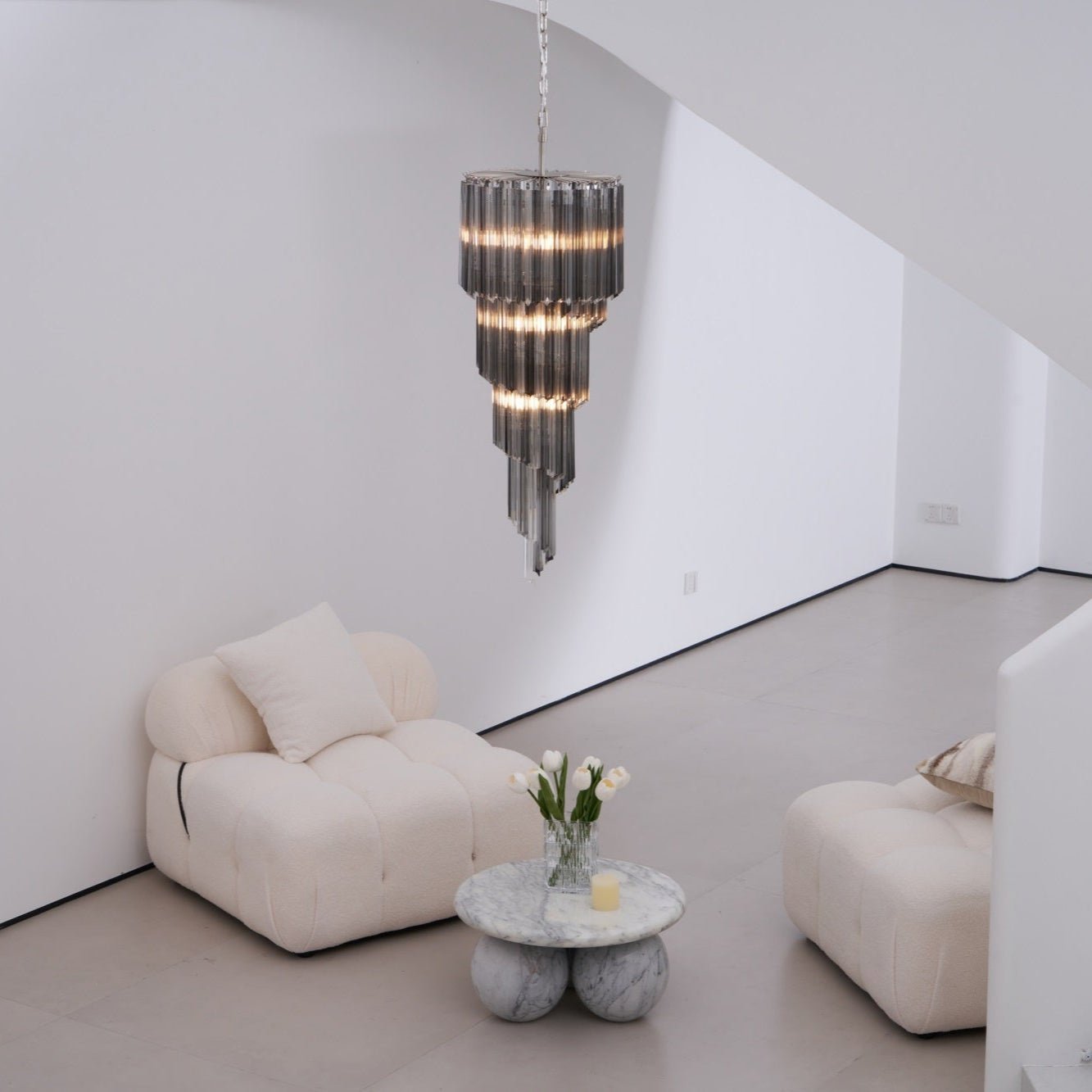 Aurora Chandelier Smoked Glass Spiral-Neutral Decor