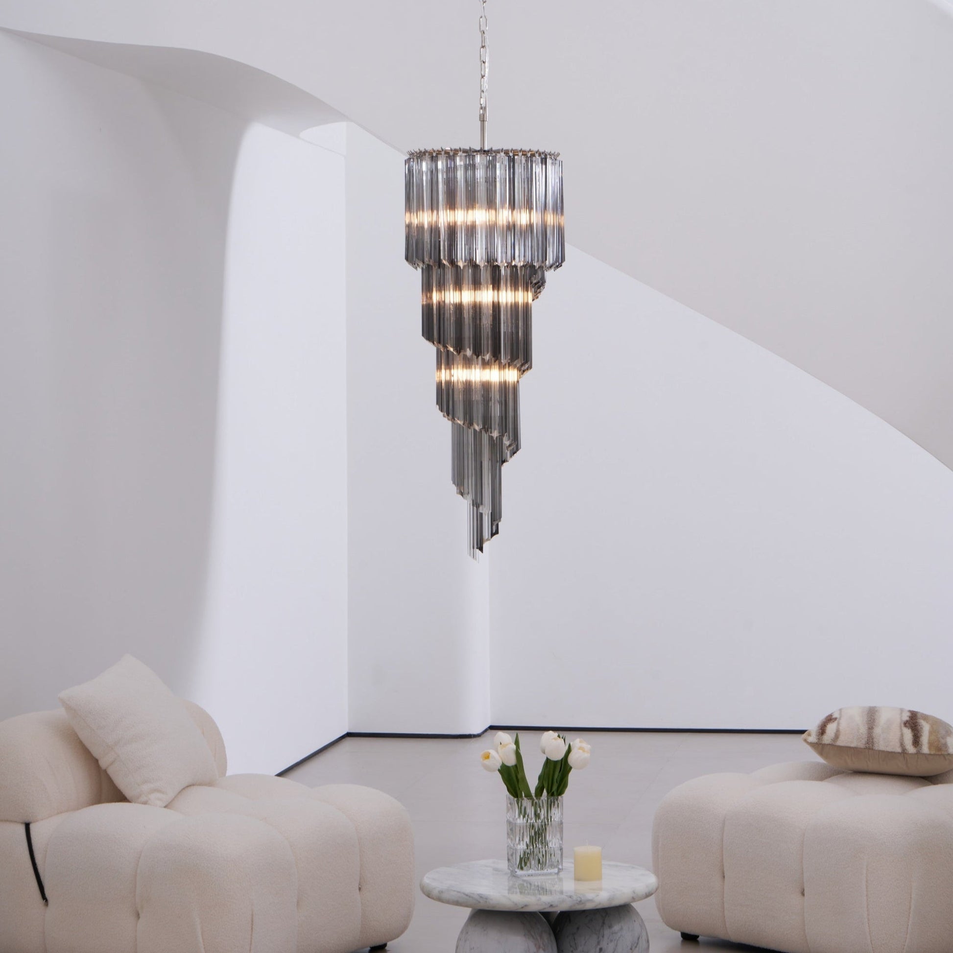 Aurora Chandelier Smoked Glass Spiral-Neutral Decor