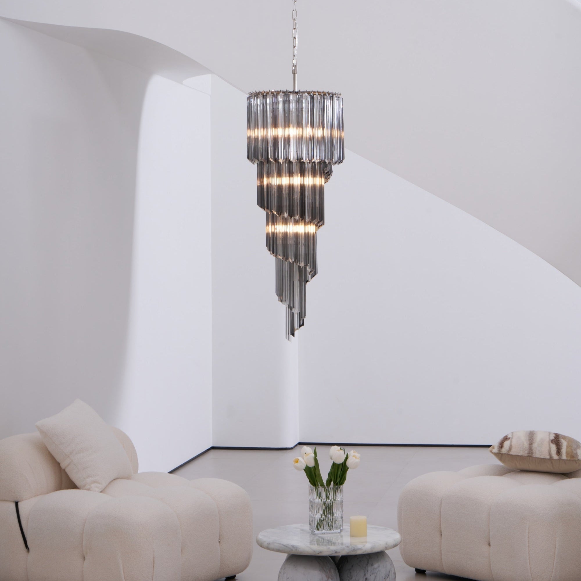 Aurora Chandelier Smoked Glass Spiral-Neutral Decor