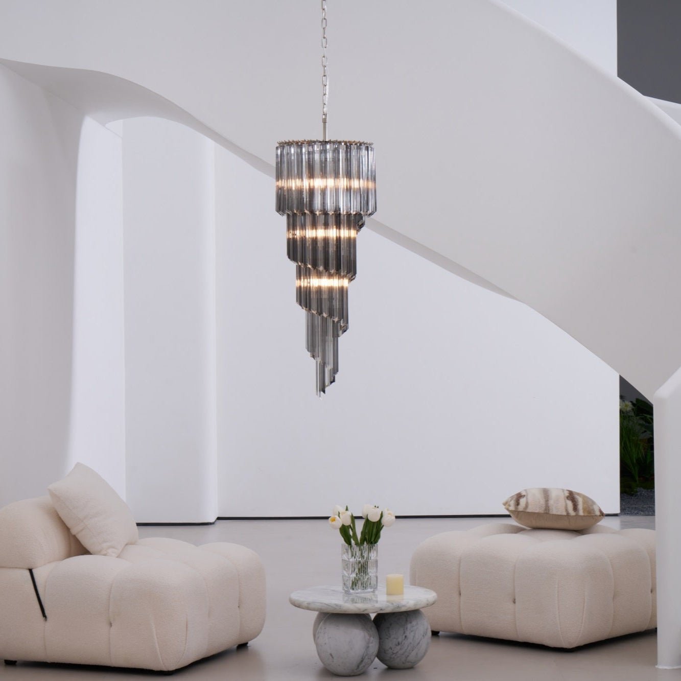 Aurora Chandelier Smoked Glass Spiral-Neutral Decor