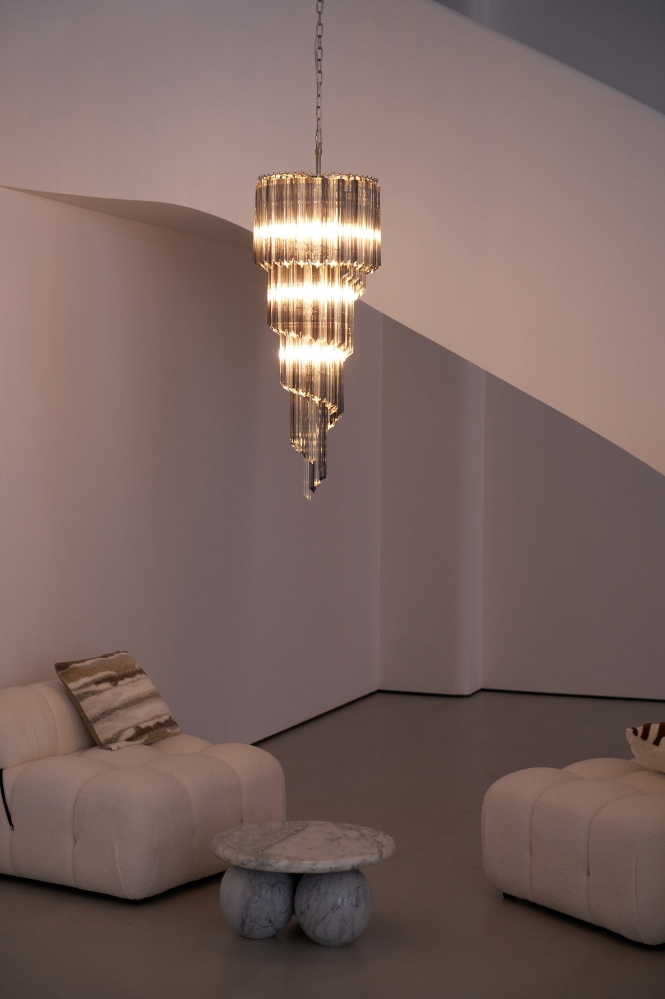 Aurora Chandelier Smoked Glass Spiral-Neutral Decor