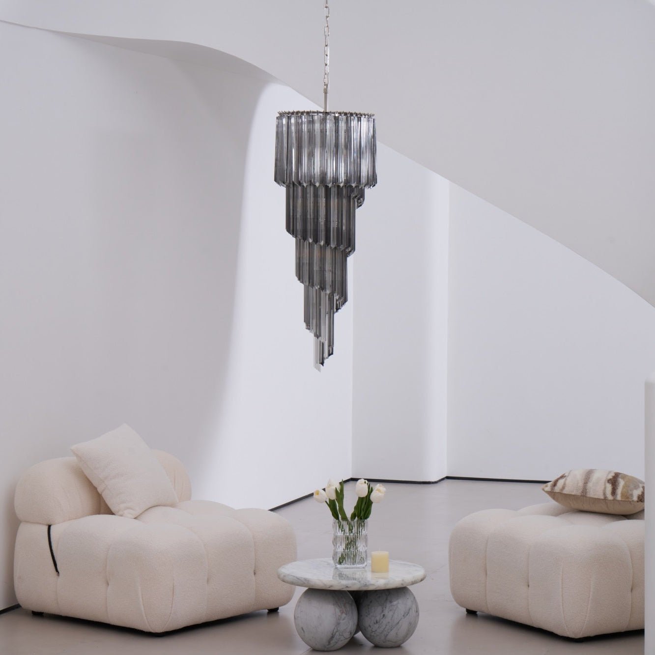Aurora Chandelier Smoked Glass Spiral-Neutral Decor