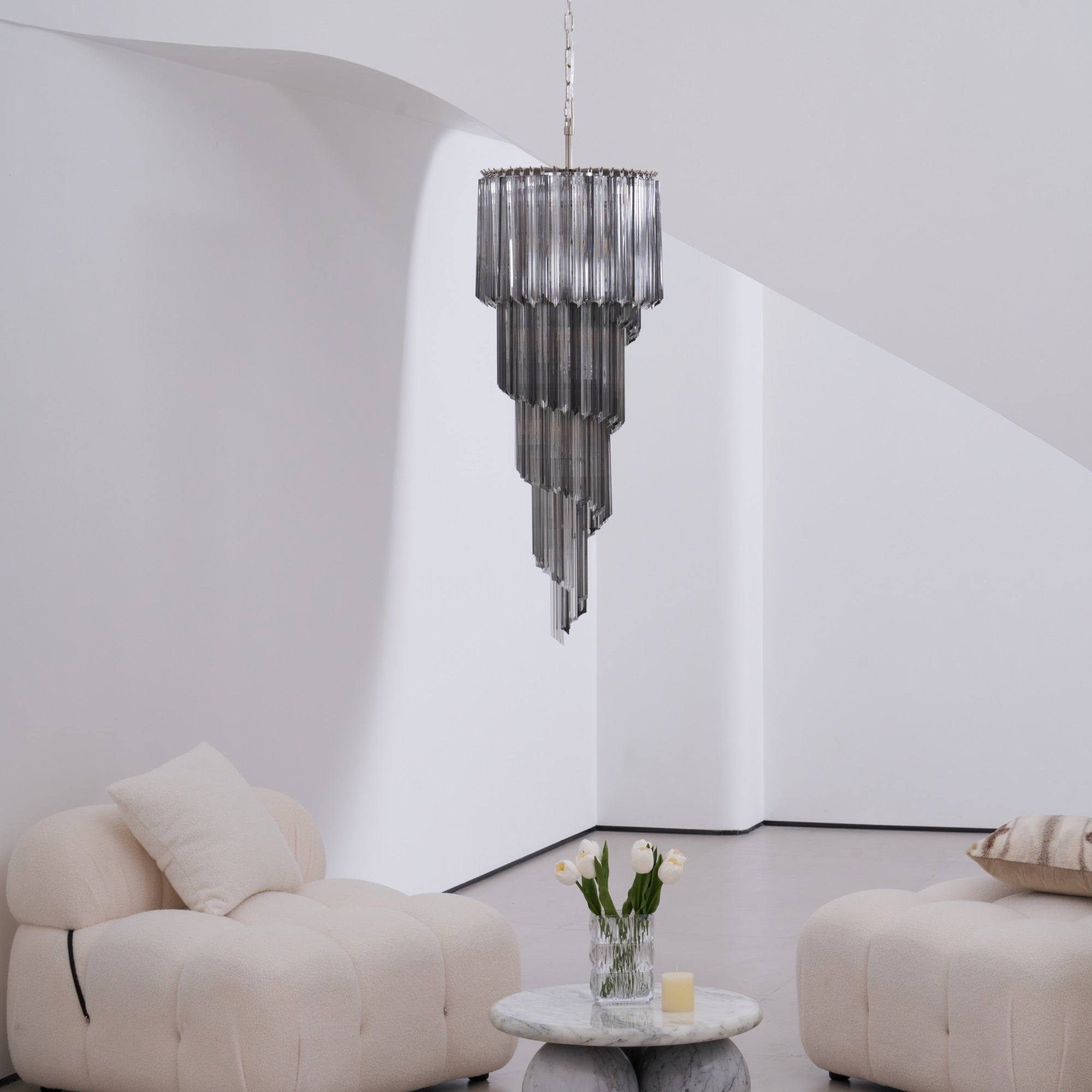 Aurora Chandelier Smoked Glass Spiral-Neutral Decor
