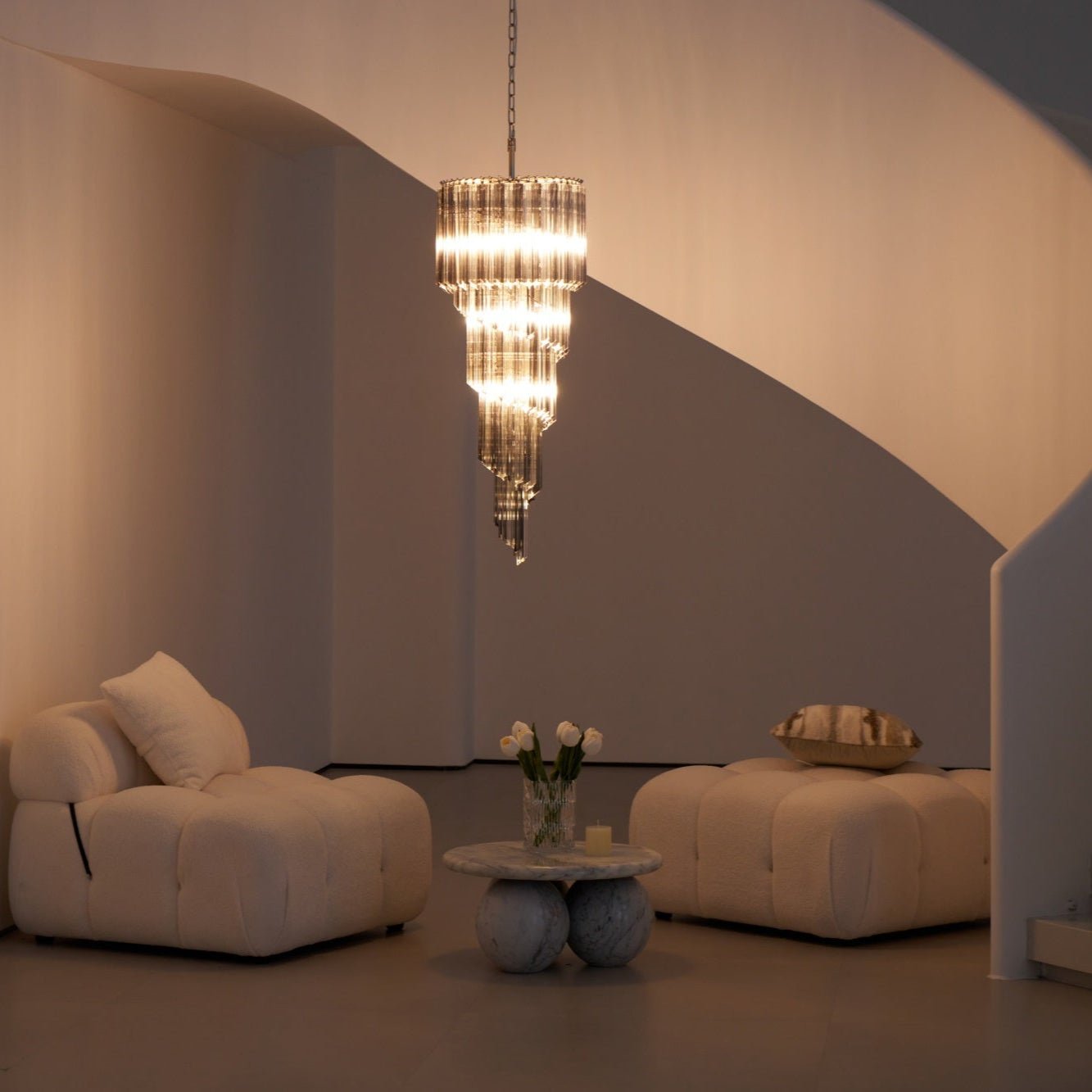 Aurora Chandelier Smoked Glass Spiral-Neutral Decor