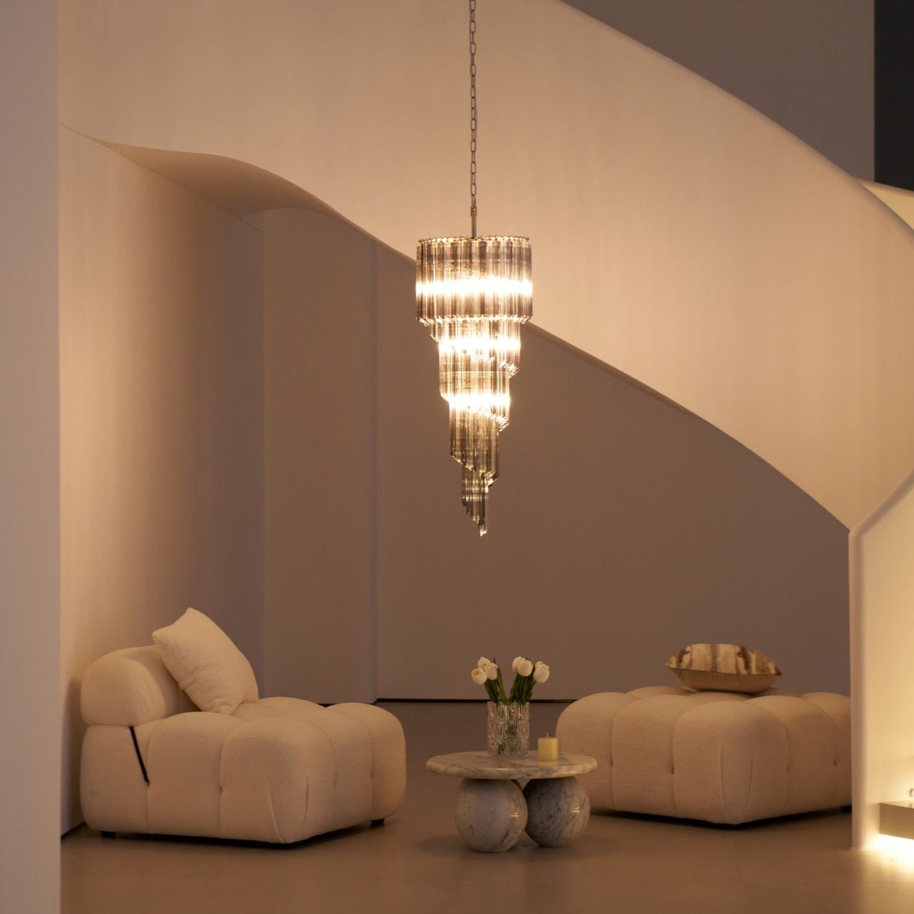 Aurora Chandelier Smoked Glass Spiral-Neutral Decor