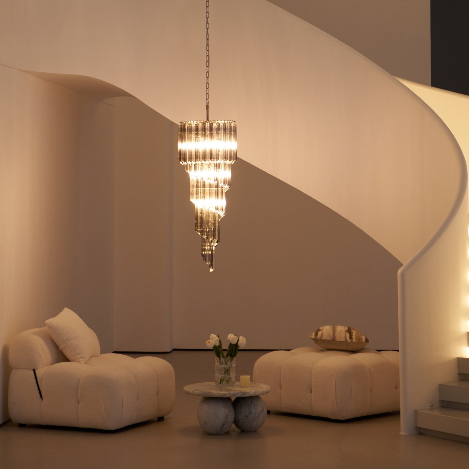 Aurora Chandelier Smoked Glass Spiral-Neutral Decor