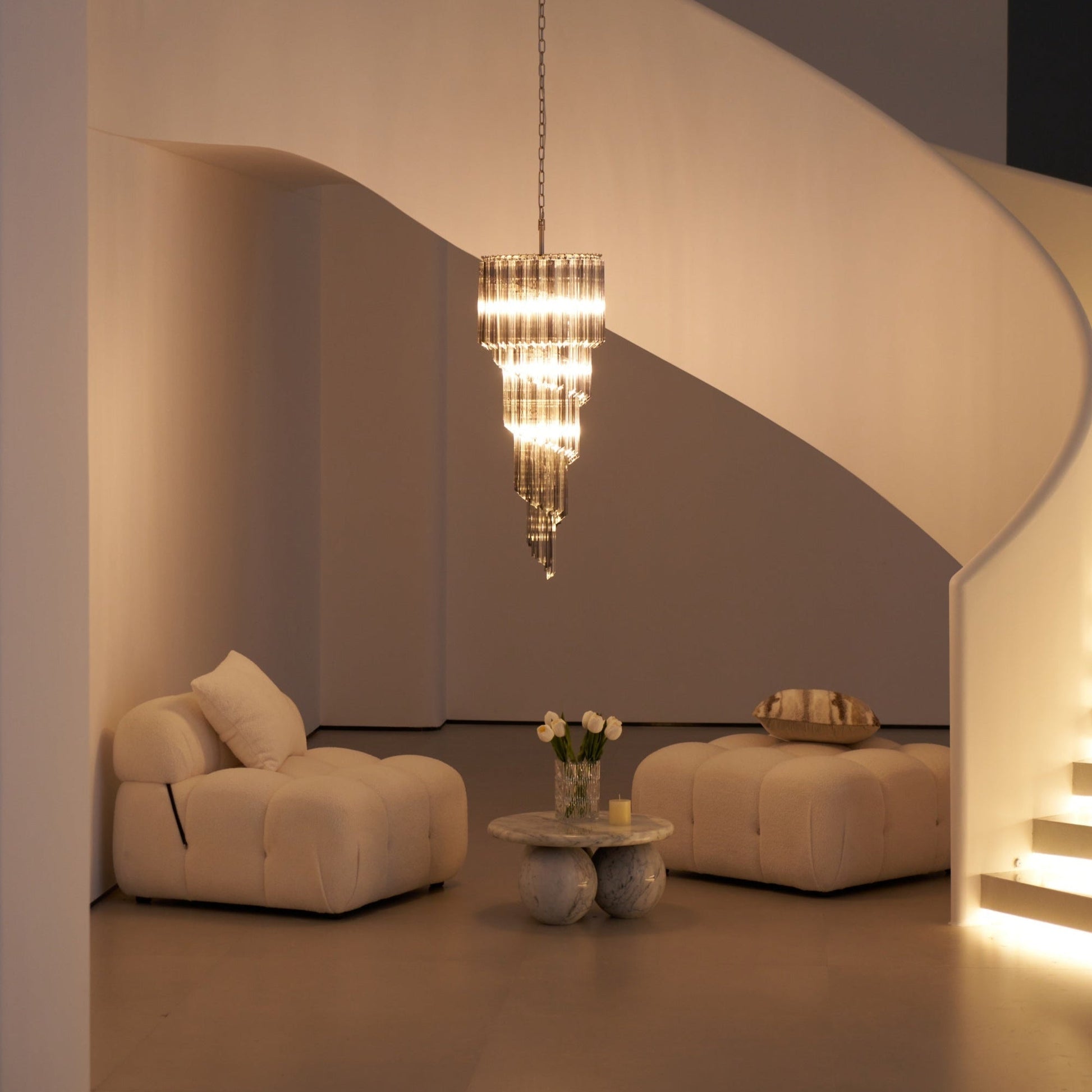 Aurora Chandelier Smoked Glass Spiral-Neutral Decor