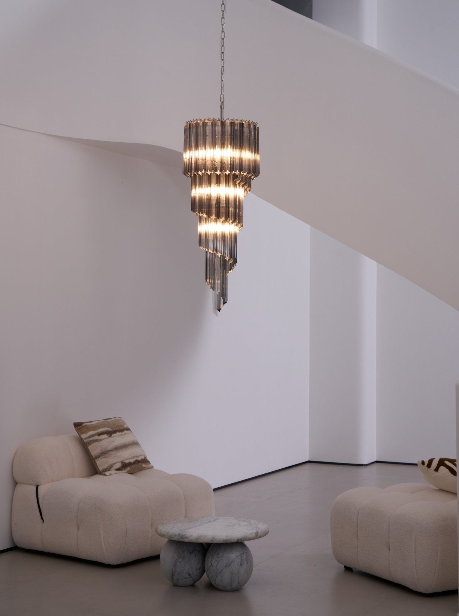 Aurora Chandelier Smoked Glass Spiral-Neutral Decor