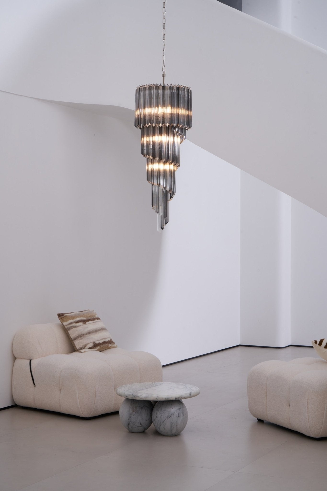 Aurora Chandelier Smoked Glass Spiral-Neutral Decor