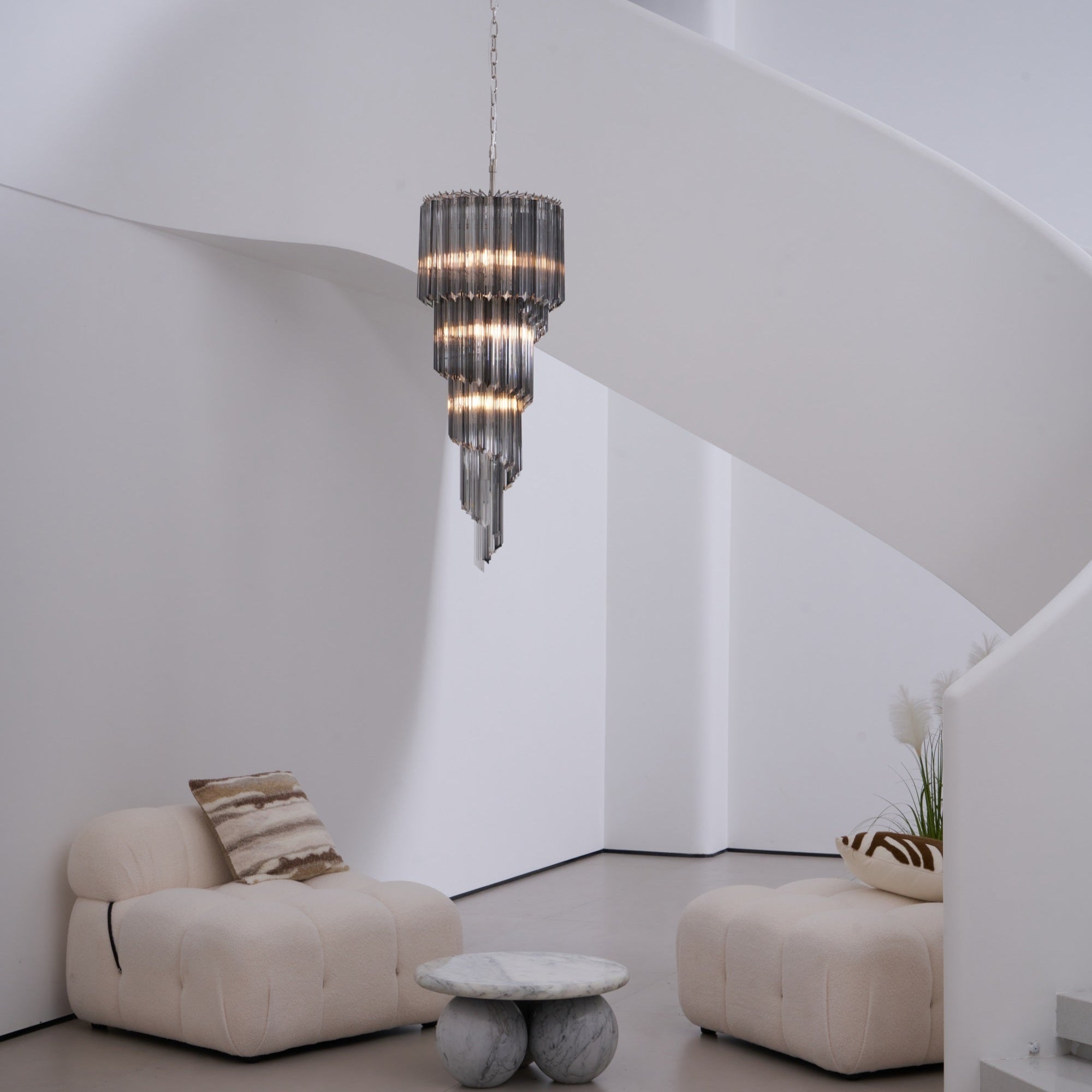 Aurora Chandelier Smoked Glass Spiral-Neutral Decor