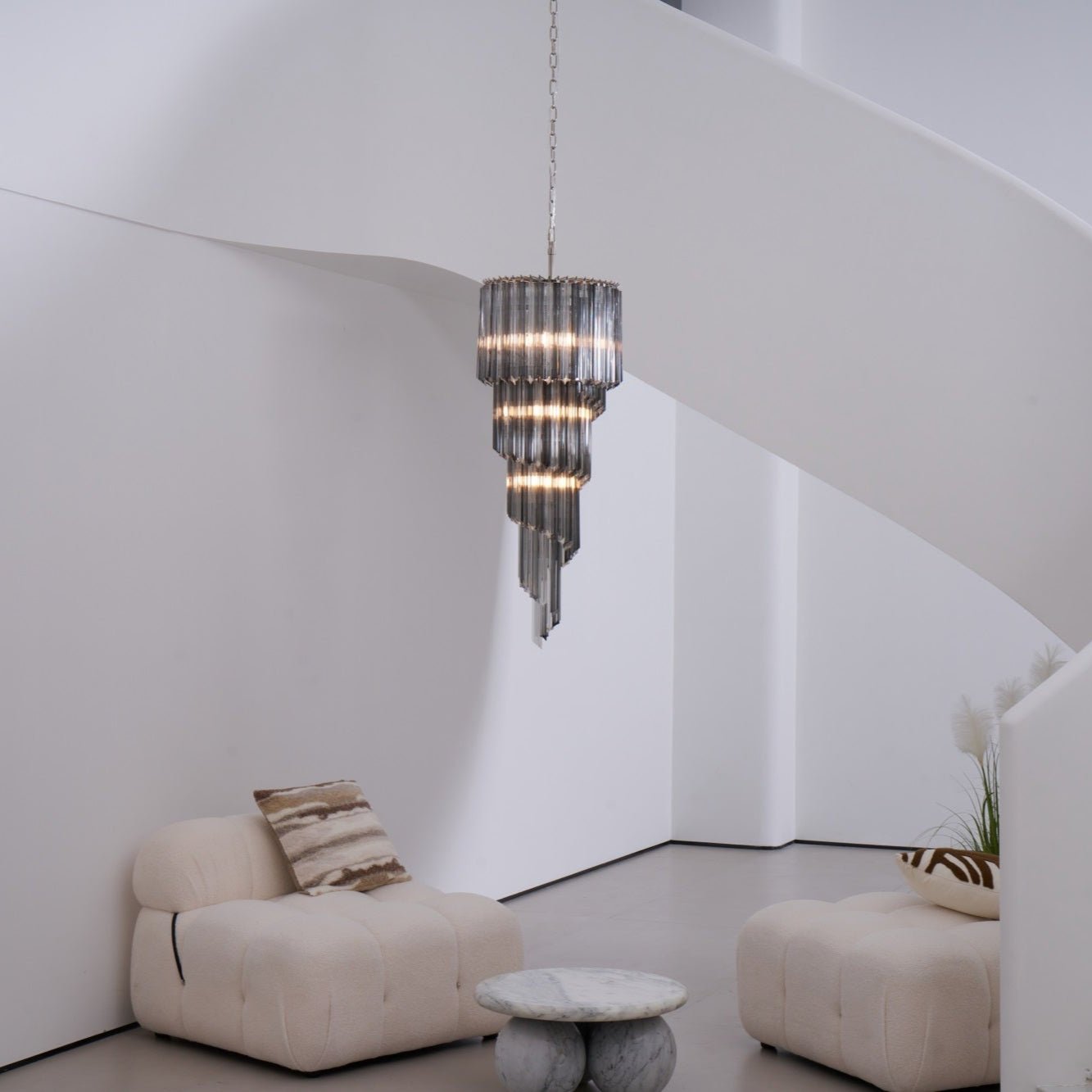 Aurora Chandelier Smoked Glass Spiral-Neutral Decor