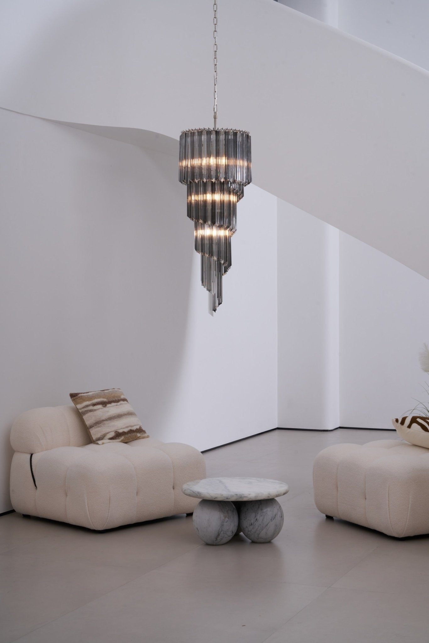 Aurora Chandelier Smoked Glass Spiral-Neutral Decor