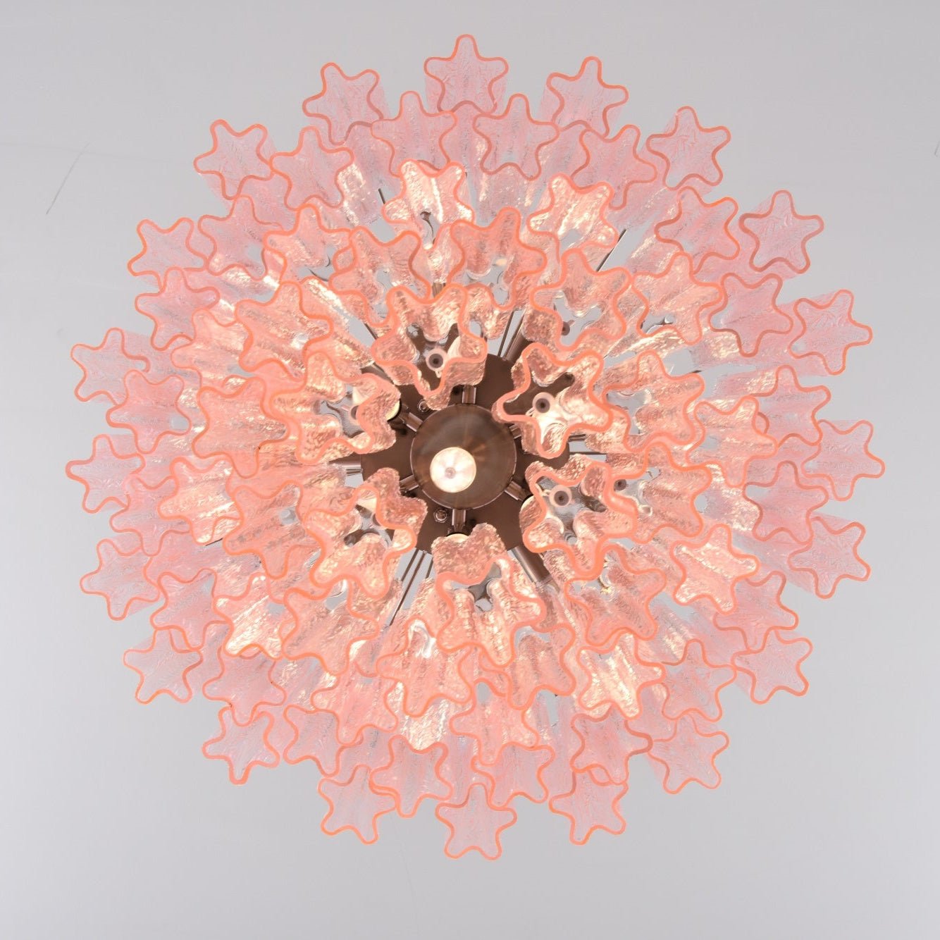 Aurora Chandelier Pink Glass Multi-Tier Romantic Glow-Neutral Decor
