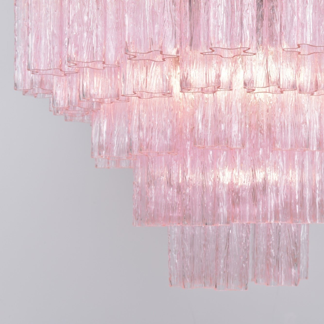 Aurora Chandelier Pink Glass Multi-Tier Romantic Glow-Neutral Decor