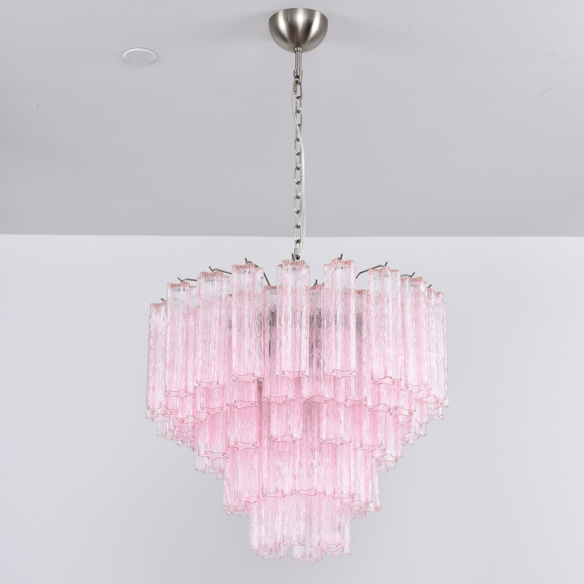 Aurora Chandelier Pink Glass Multi-Tier Romantic Glow-Neutral Decor