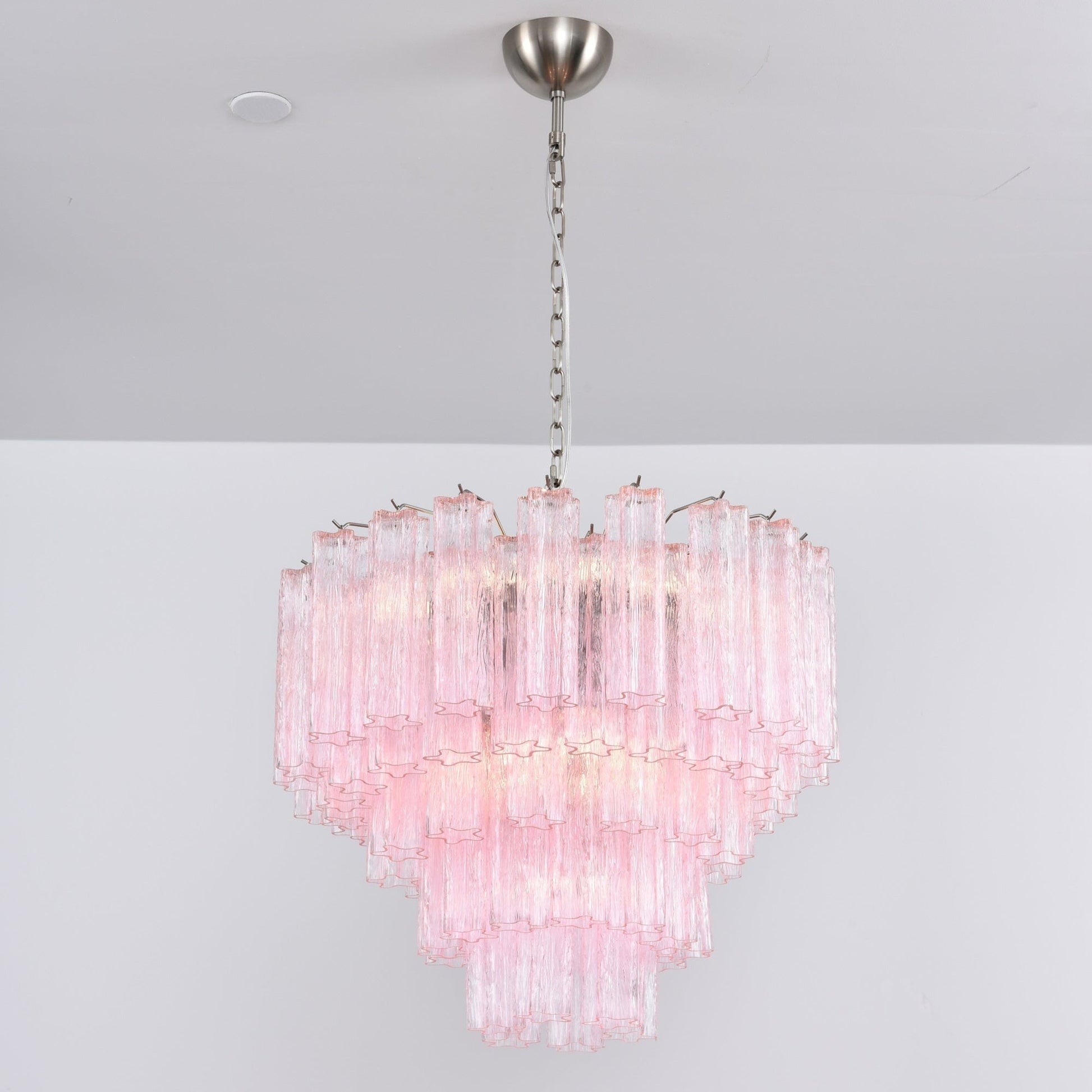 Aurora Chandelier Pink Glass Multi-Tier Romantic Glow-Neutral Decor