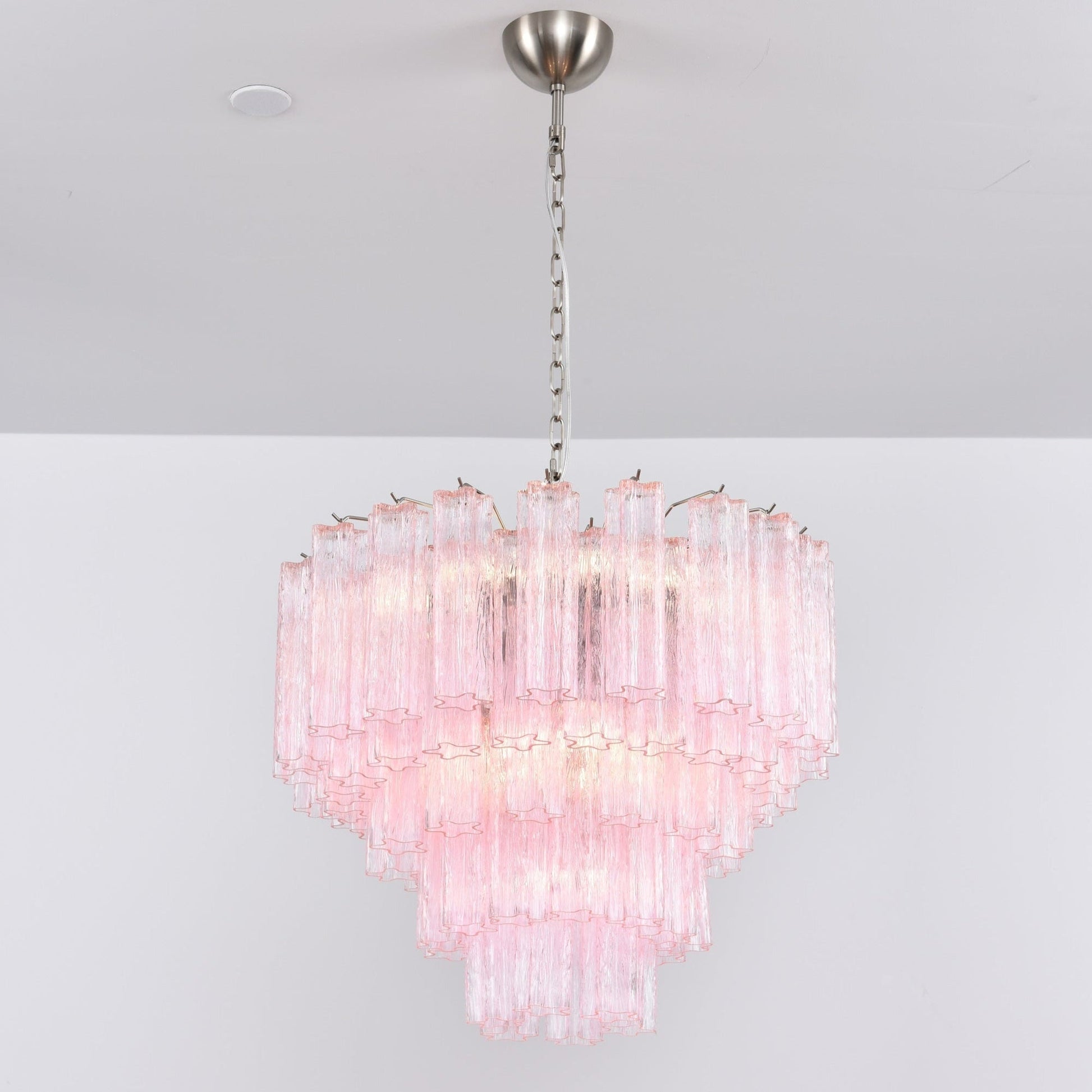 Aurora Chandelier Pink Glass Multi-Tier Romantic Glow-Neutral Decor
