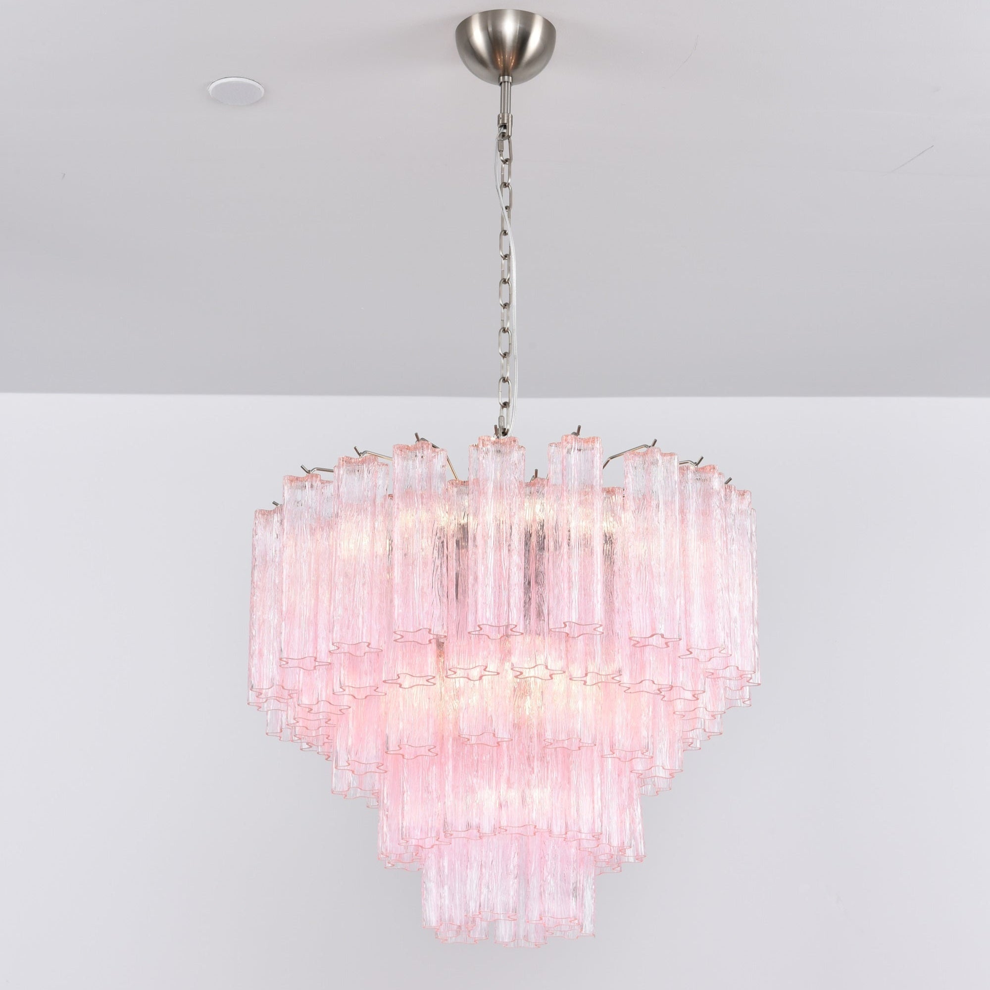 Aurora Chandelier Pink Glass Multi-Tier Romantic Glow-Neutral Decor