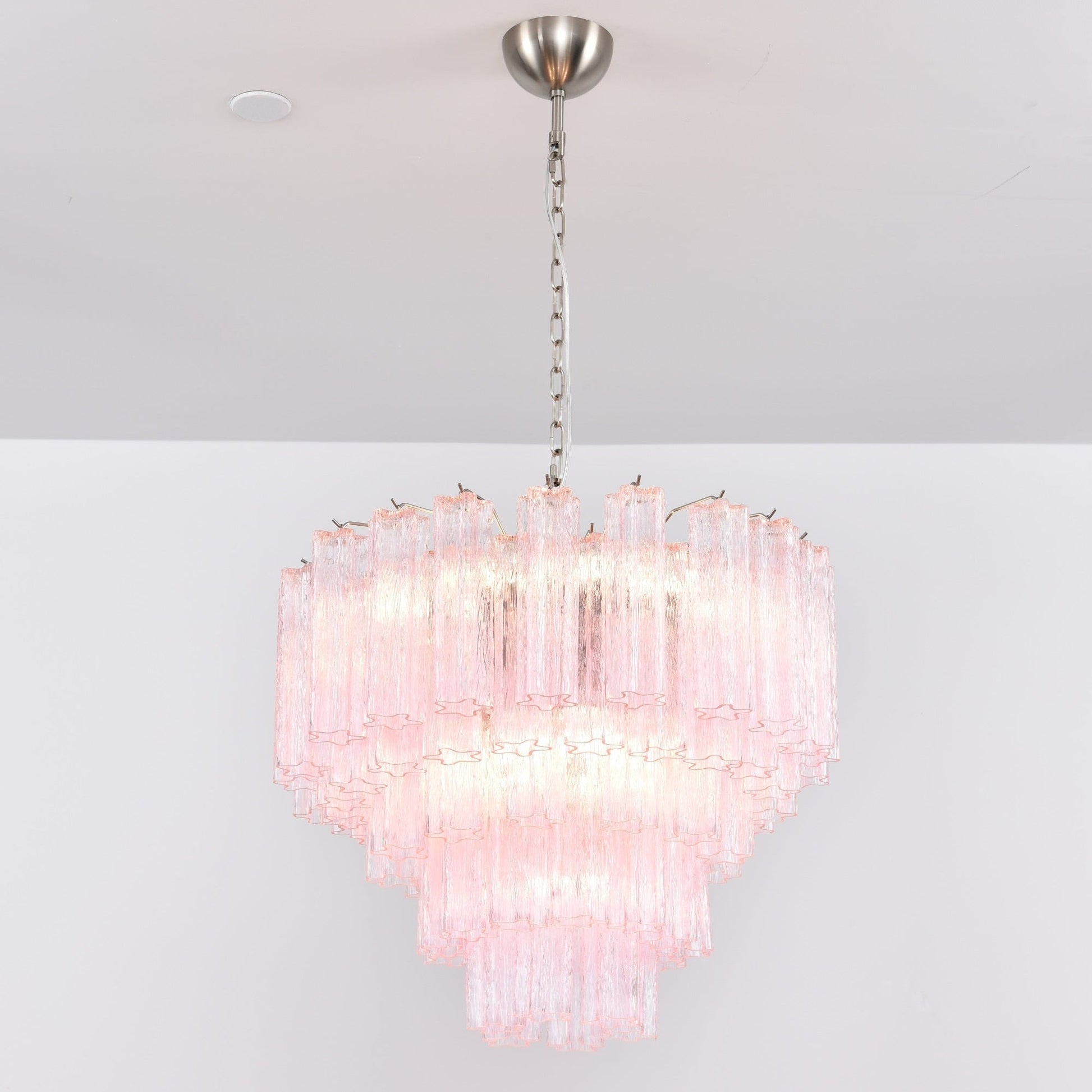 Aurora Chandelier Pink Glass Multi-Tier Romantic Glow-Neutral Decor