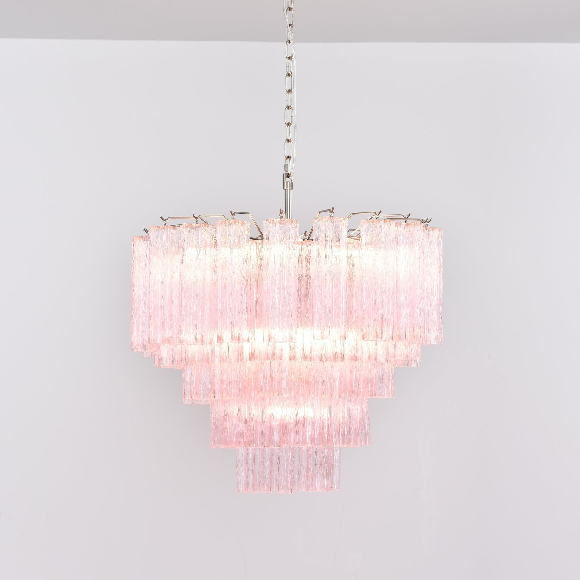 Aurora Chandelier Pink Glass Multi-Tier Romantic Glow-Neutral Decor