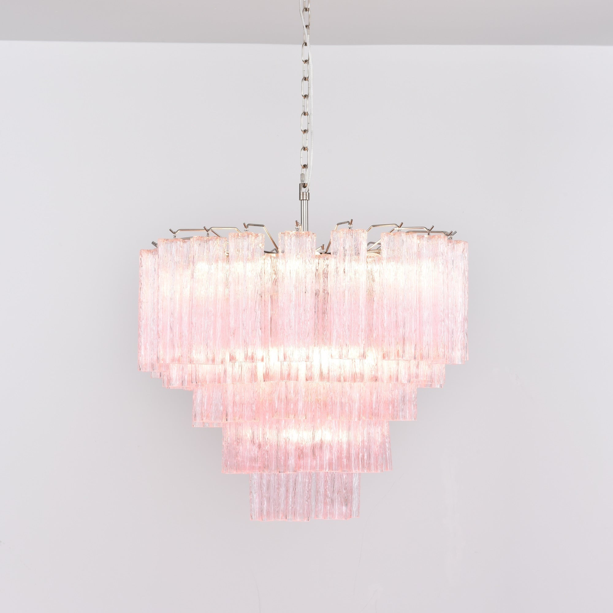 Aurora Chandelier Pink Glass Multi-Tier Romantic Glow-Neutral Decor