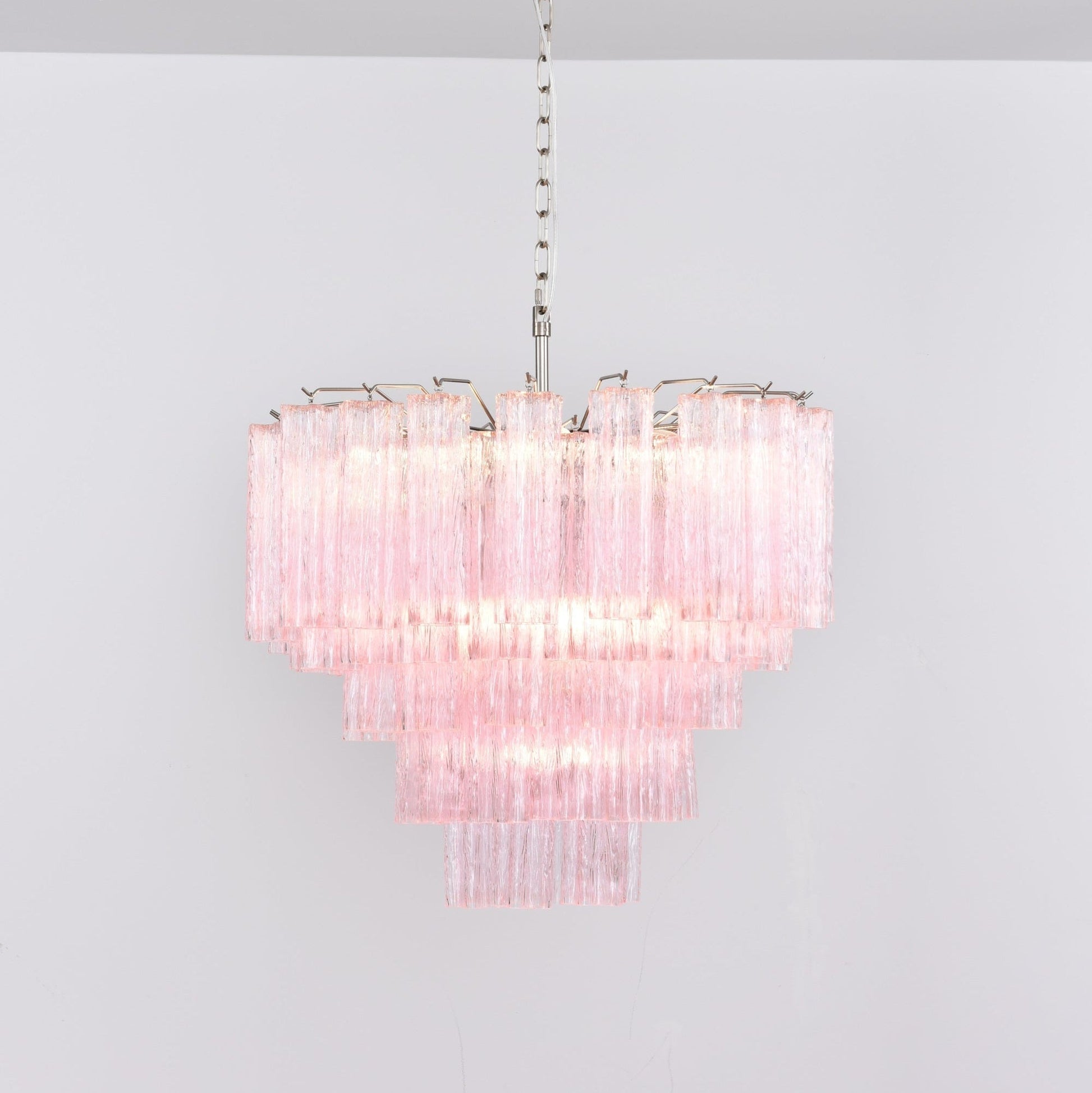 Aurora Chandelier Pink Glass Multi-Tier Romantic Glow-Neutral Decor
