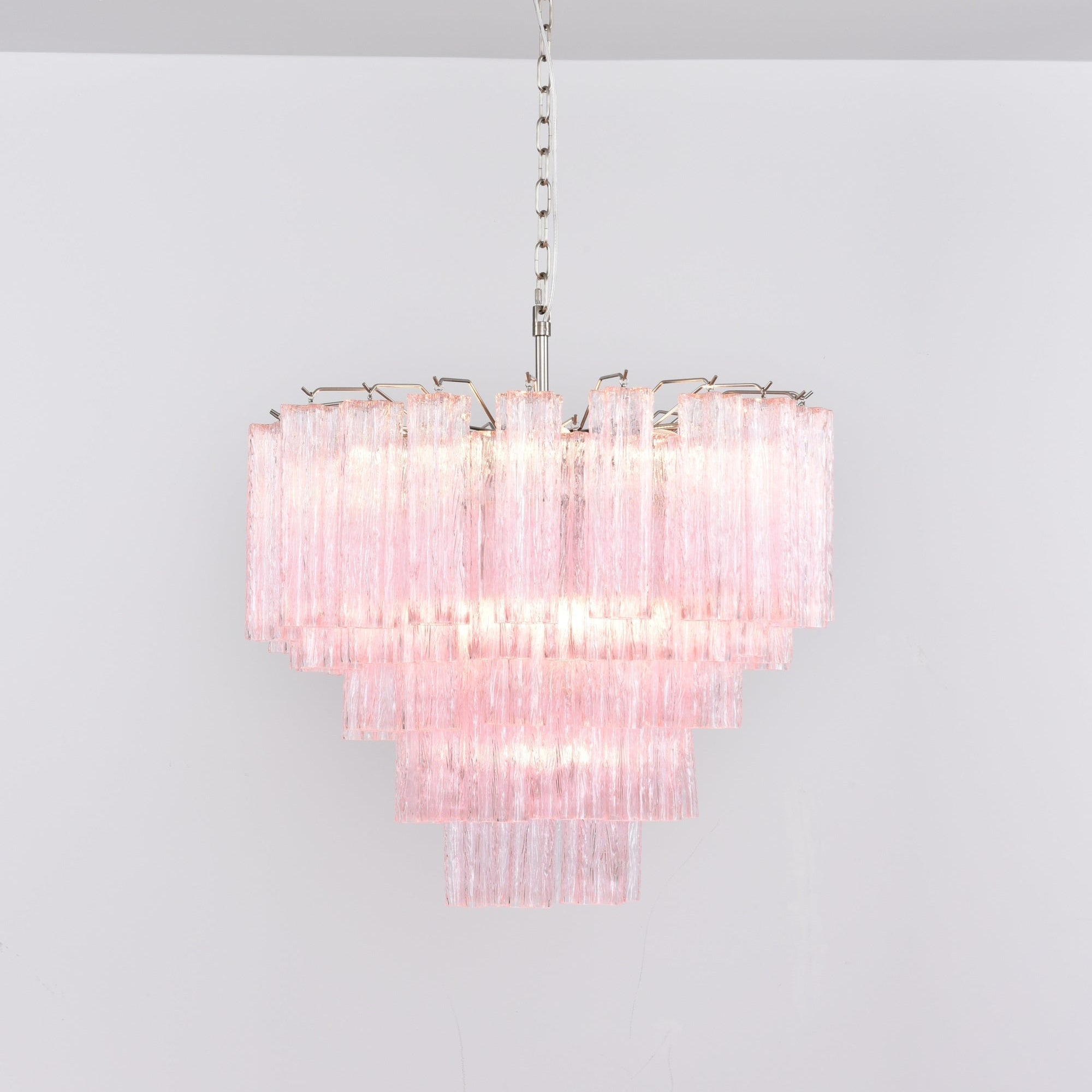 Aurora Chandelier Pink Glass Multi-Tier Romantic Glow-Neutral Decor