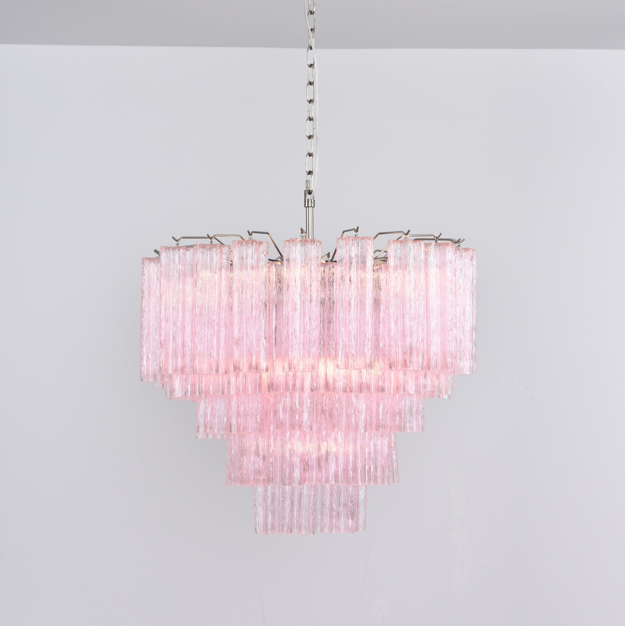 Aurora Chandelier Pink Glass Multi-Tier Romantic Glow-Neutral Decor
