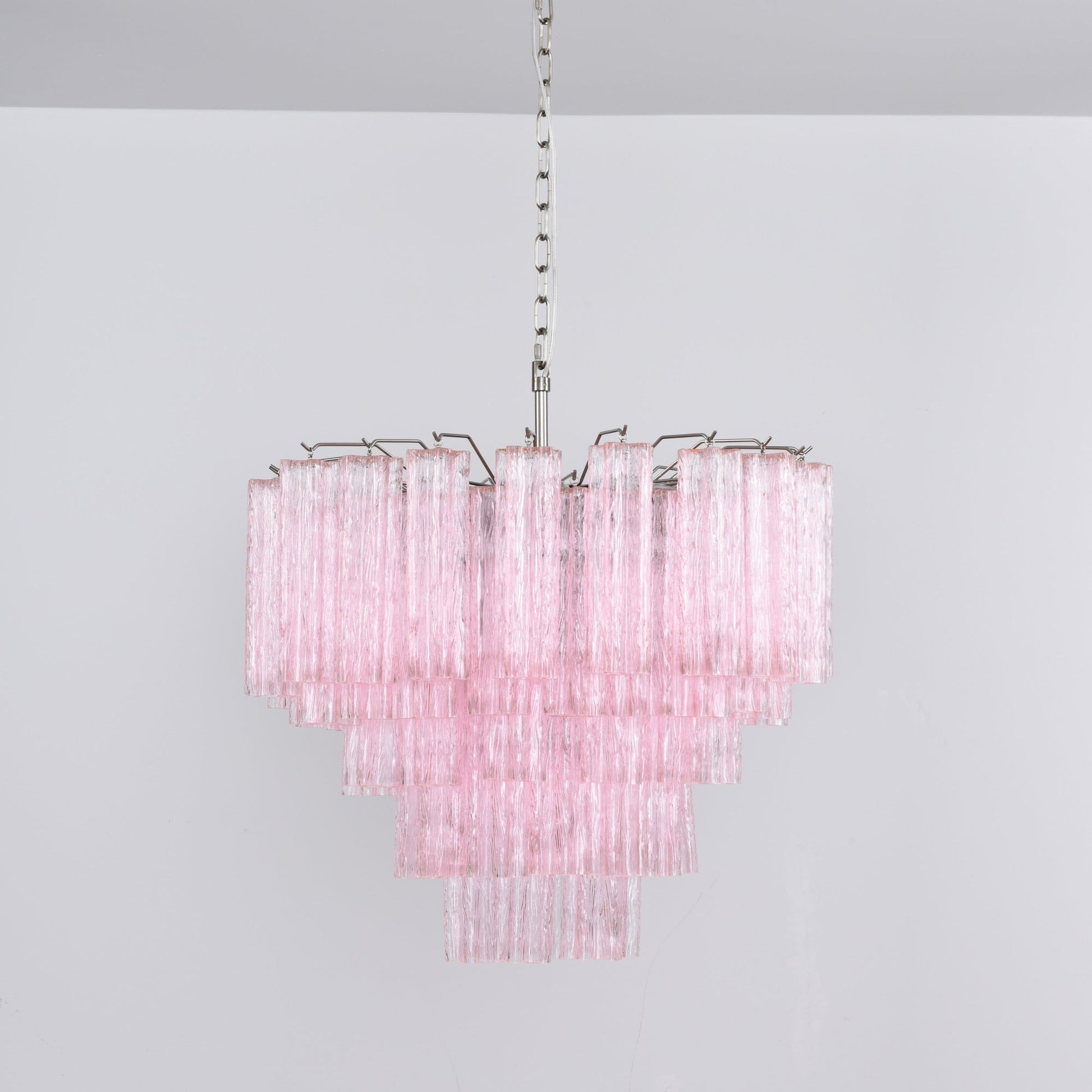 Aurora Chandelier Pink Glass Multi-Tier Romantic Glow-Neutral Decor